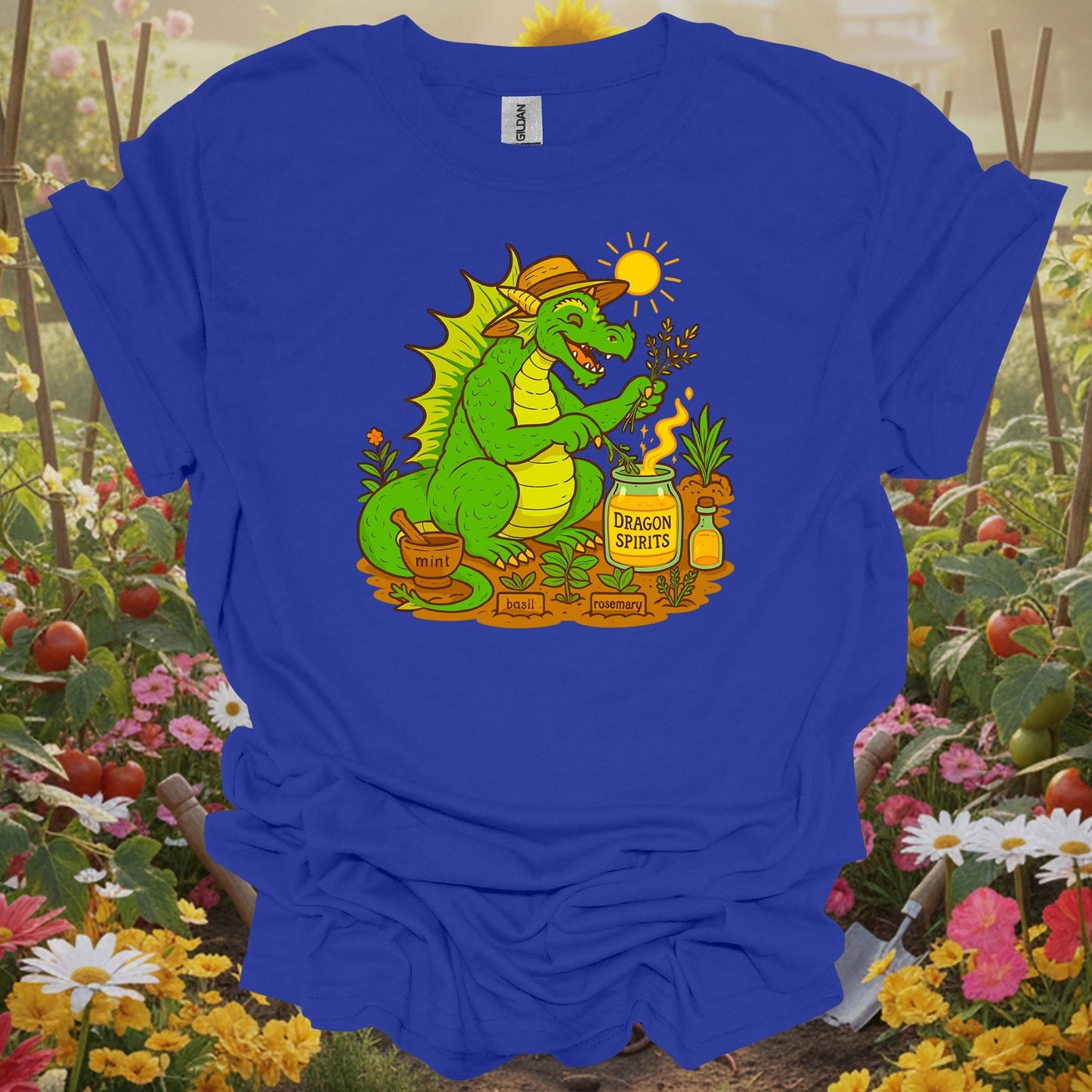 Royal top showing dragon spirits funny herb gardener dragon for green thumb folks