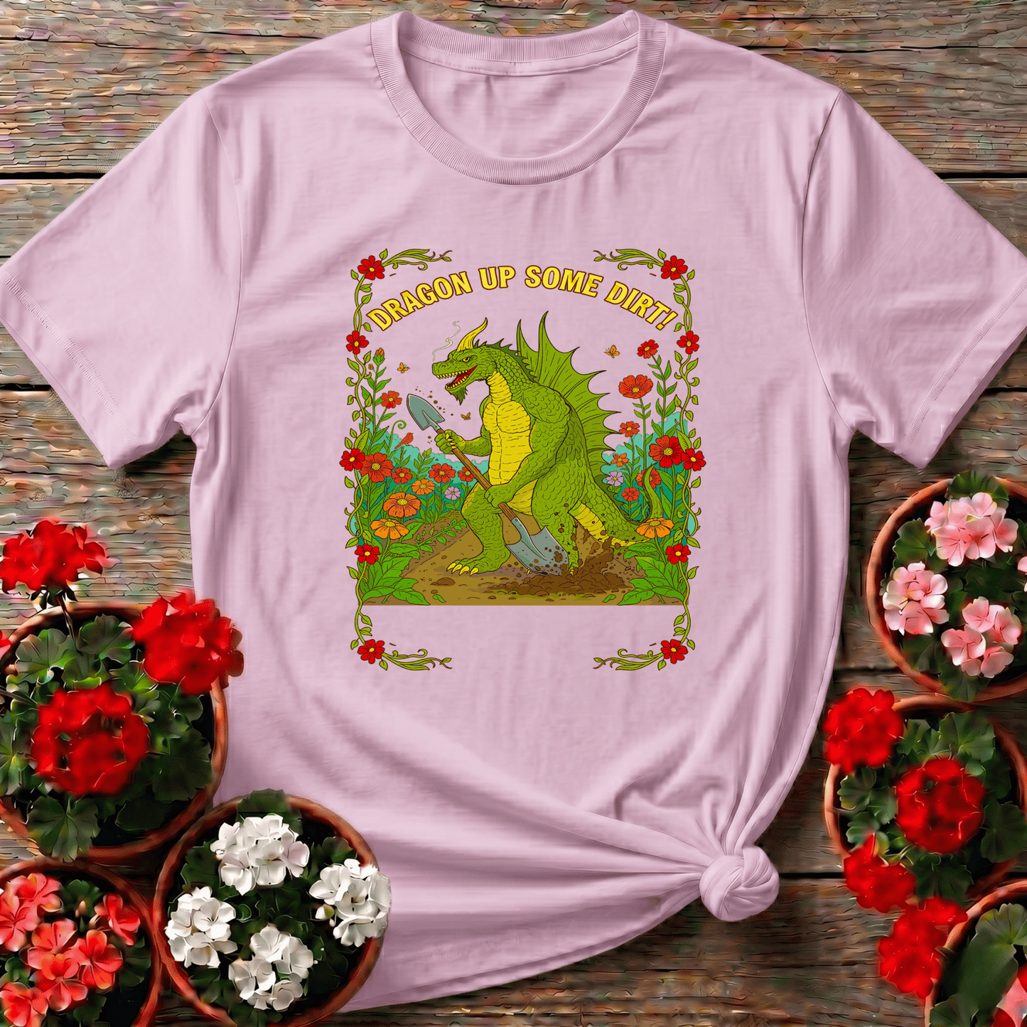 Dragon Up Some Dirt Funny Dragon Gardener Tee - GardeningTshirts