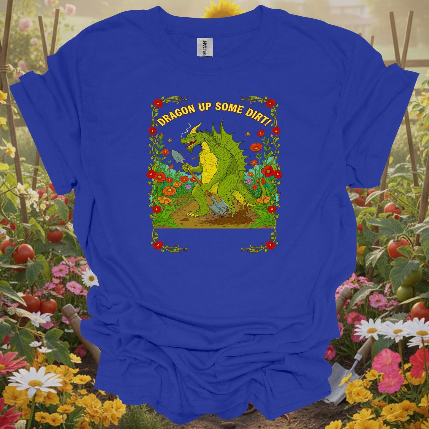 Royal top showing dragon up some dirt funny dragon gardener for green thumb folks
