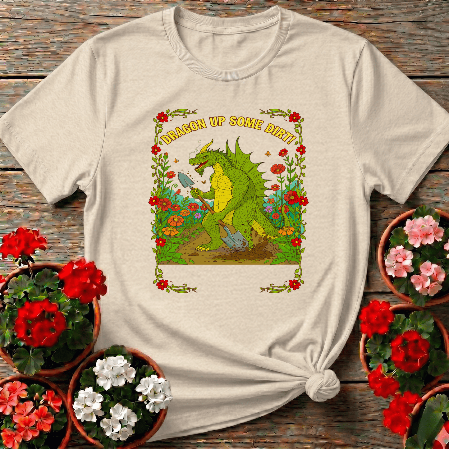 Dragon Up Some Dirt Funny Dragon Gardener Tee - GardeningTshirts