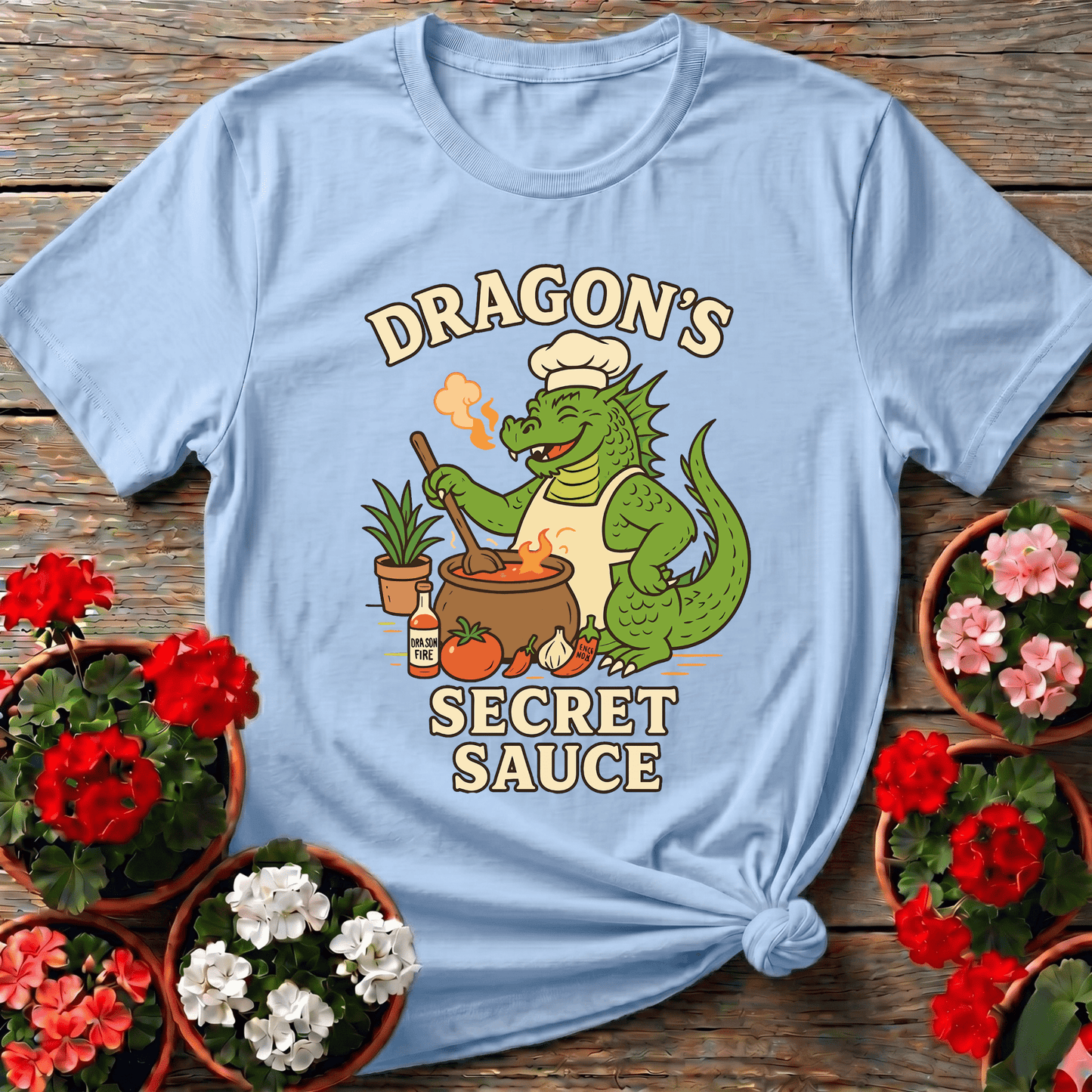 Dragons Secret Sauce Funny Chef Gardener T-shirt - GardeningTshirts