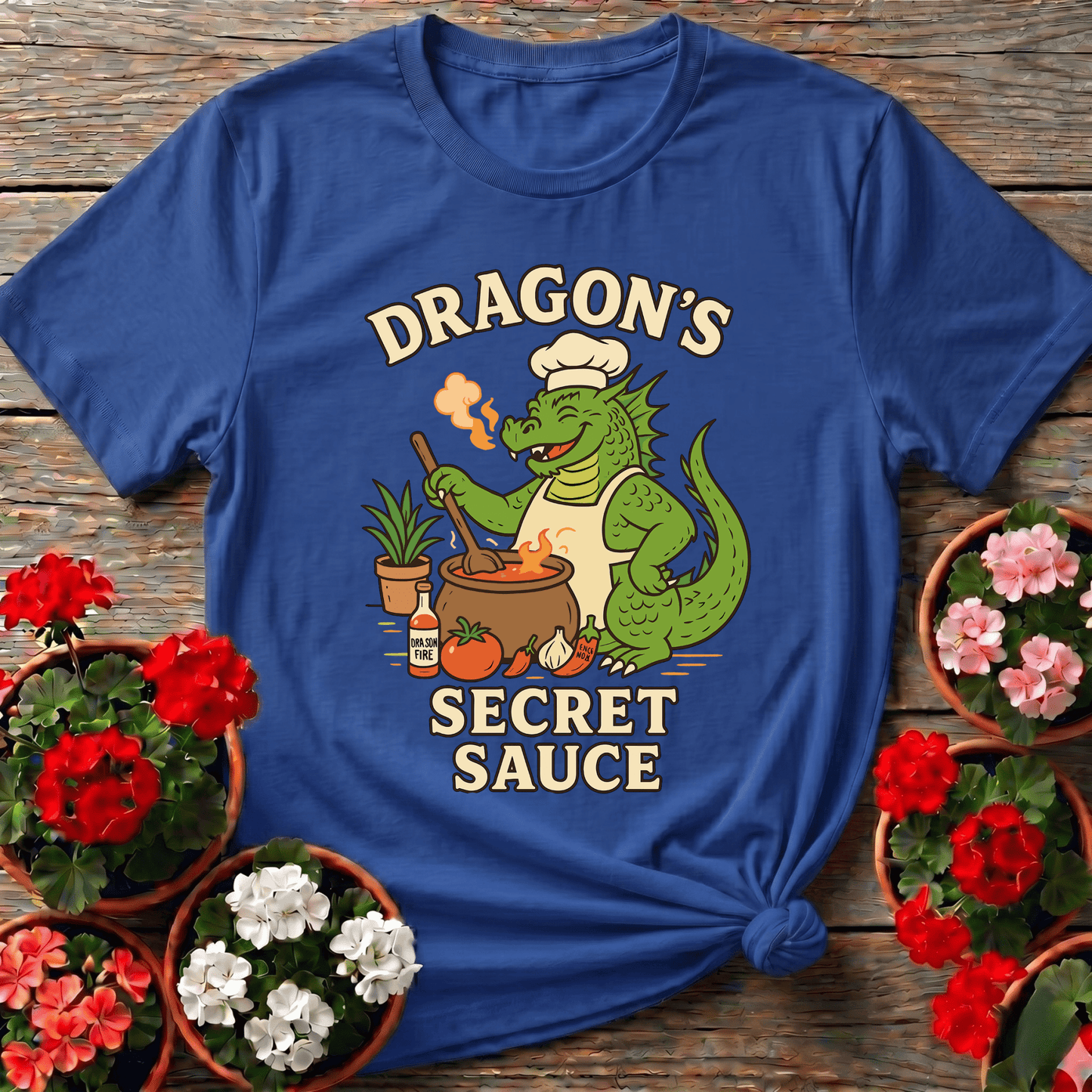Dragons Secret Sauce Funny Chef Gardener T-shirt - GardeningTshirts