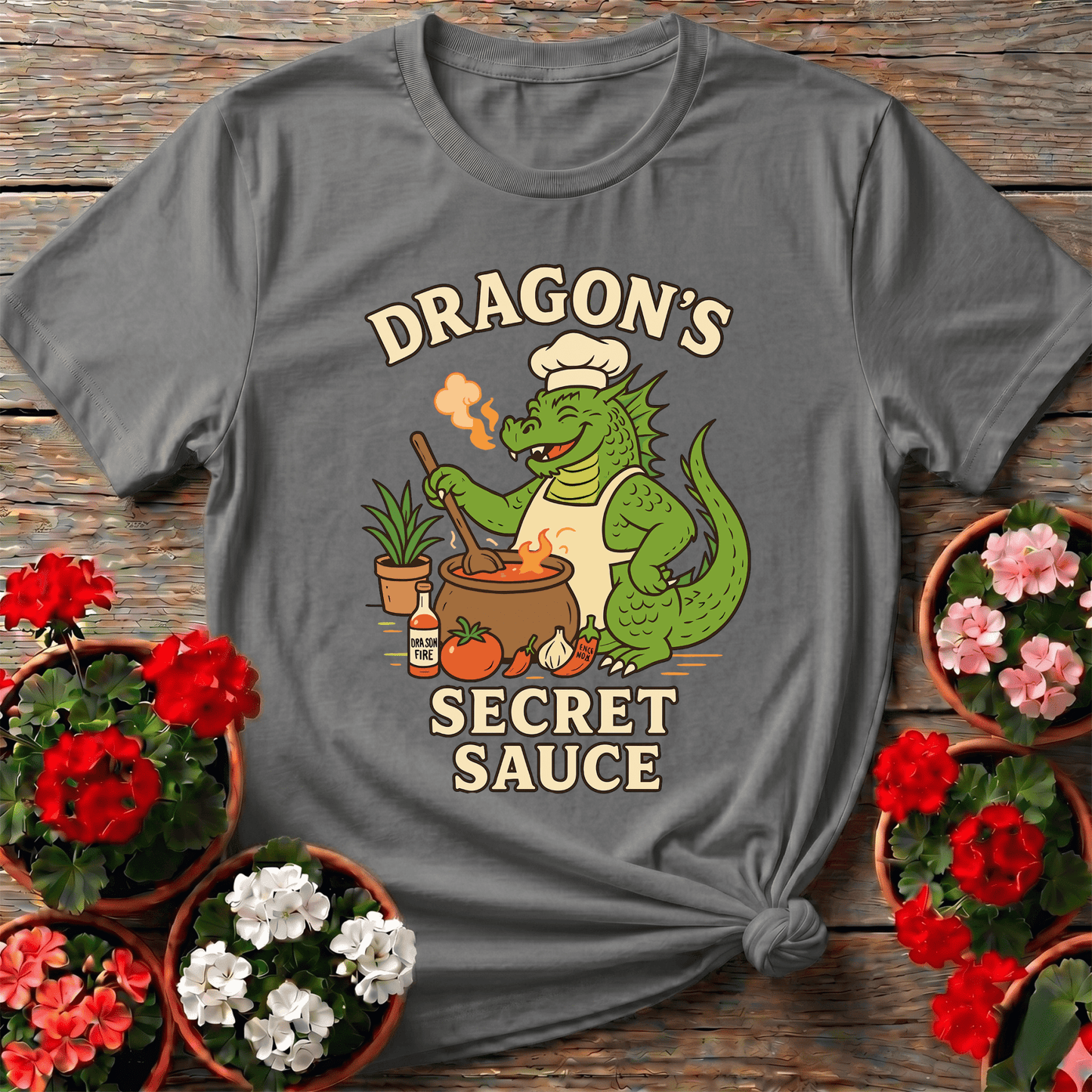 Dragons Secret Sauce Funny Chef Gardener T-shirt - GardeningTshirts