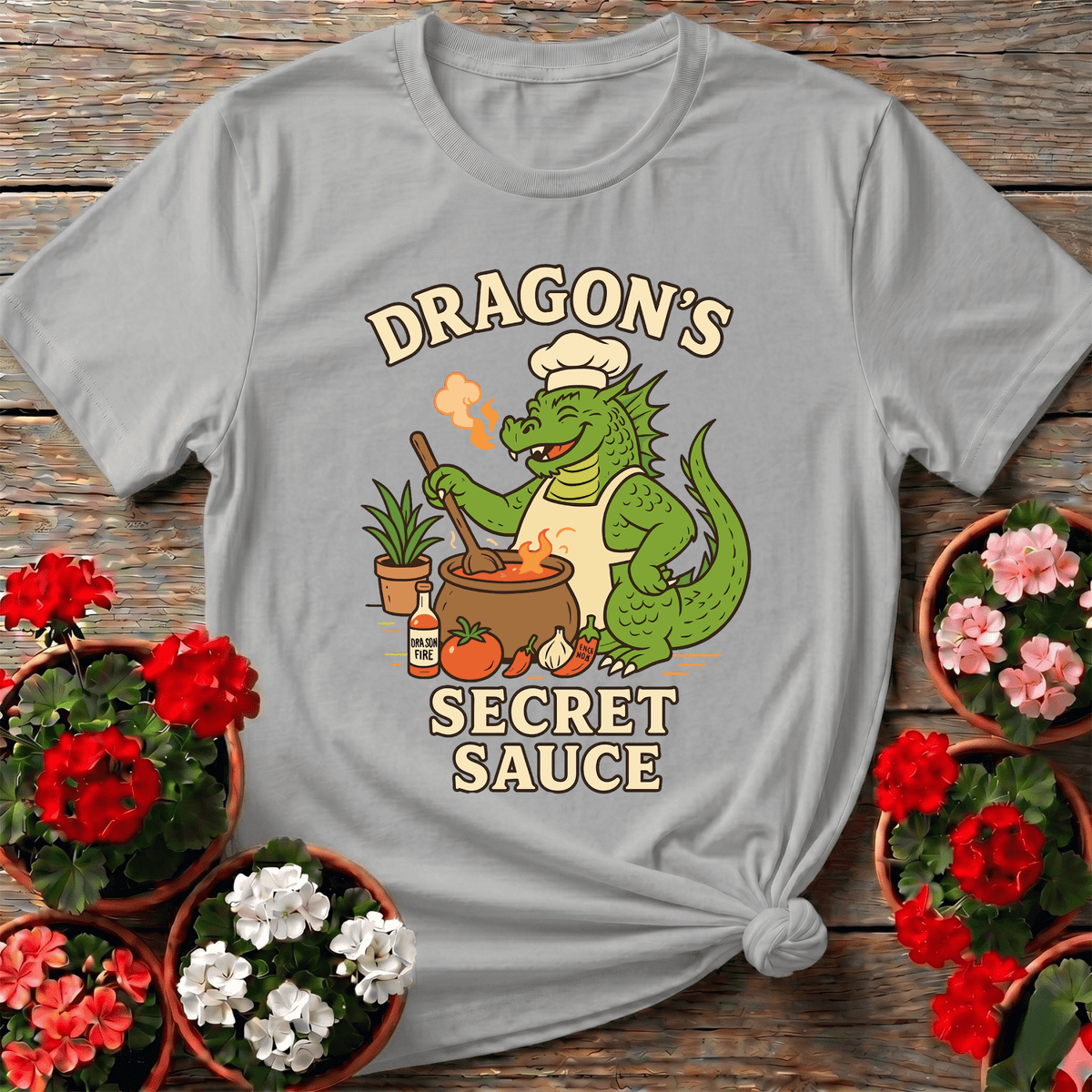 Dragons Secret Sauce Funny Chef Gardener T-shirt - GardeningTshirts