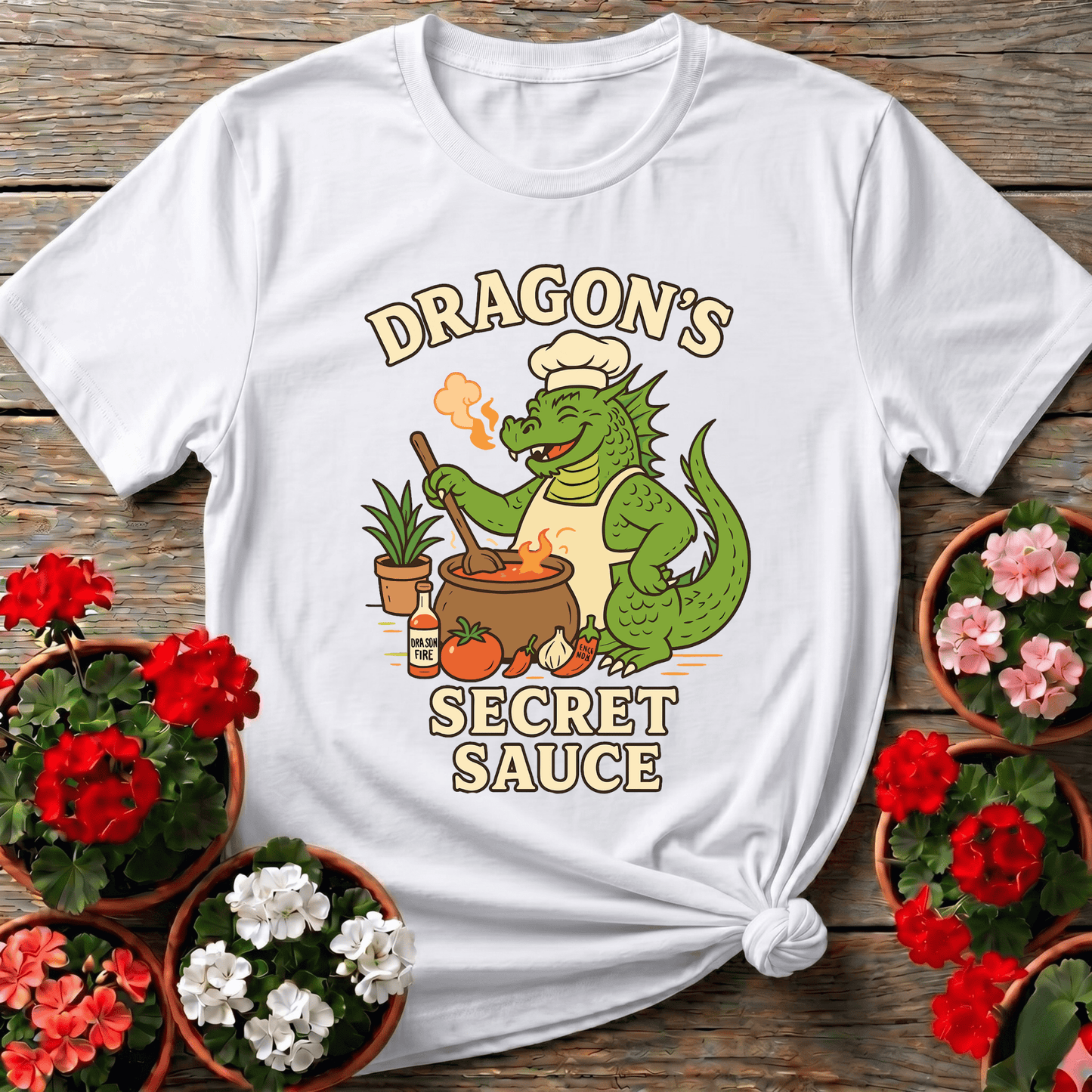 Dragons Secret Sauce Funny Chef Gardener T-shirt - GardeningTshirts