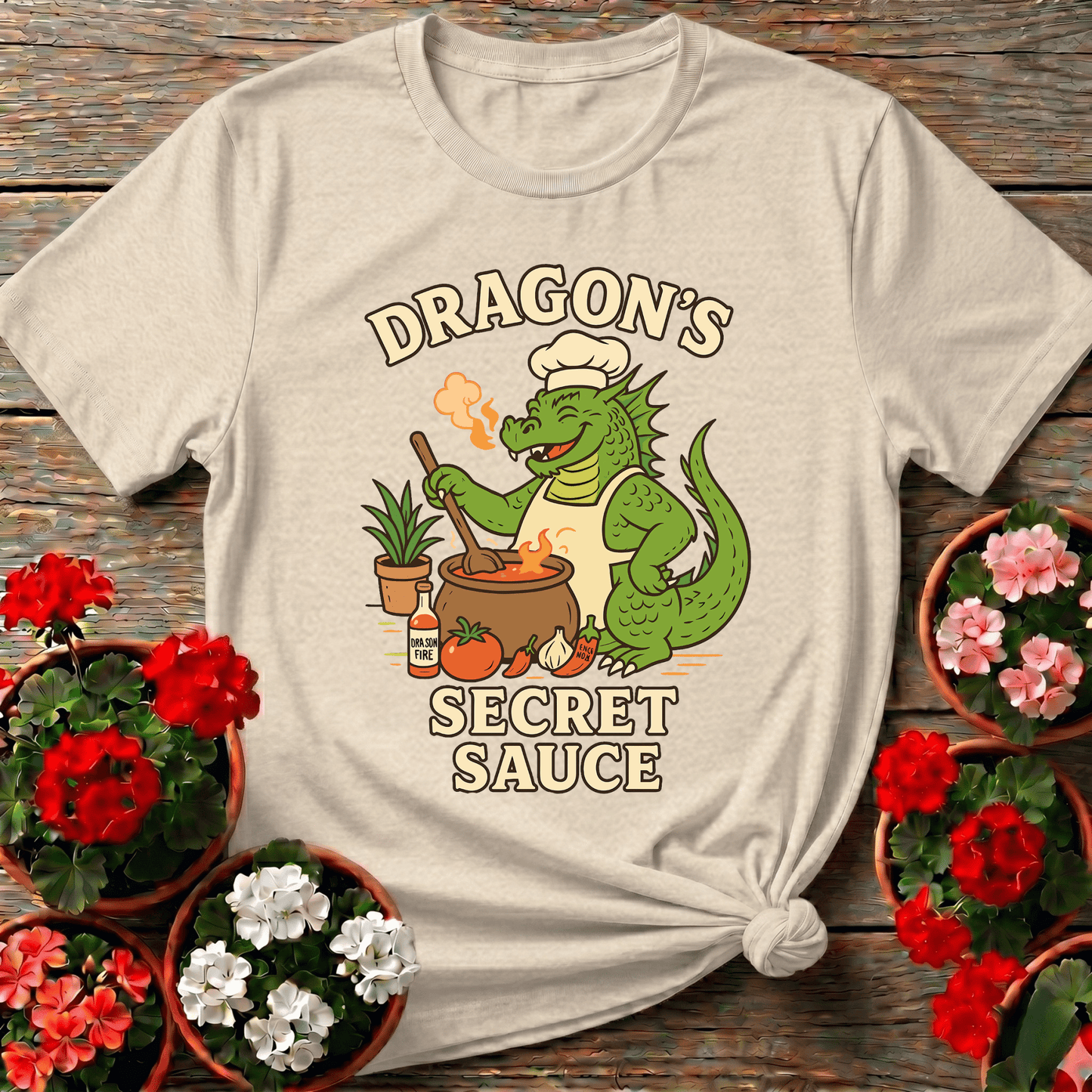 Dragons Secret Sauce Funny Chef Gardener T-shirt - GardeningTshirts