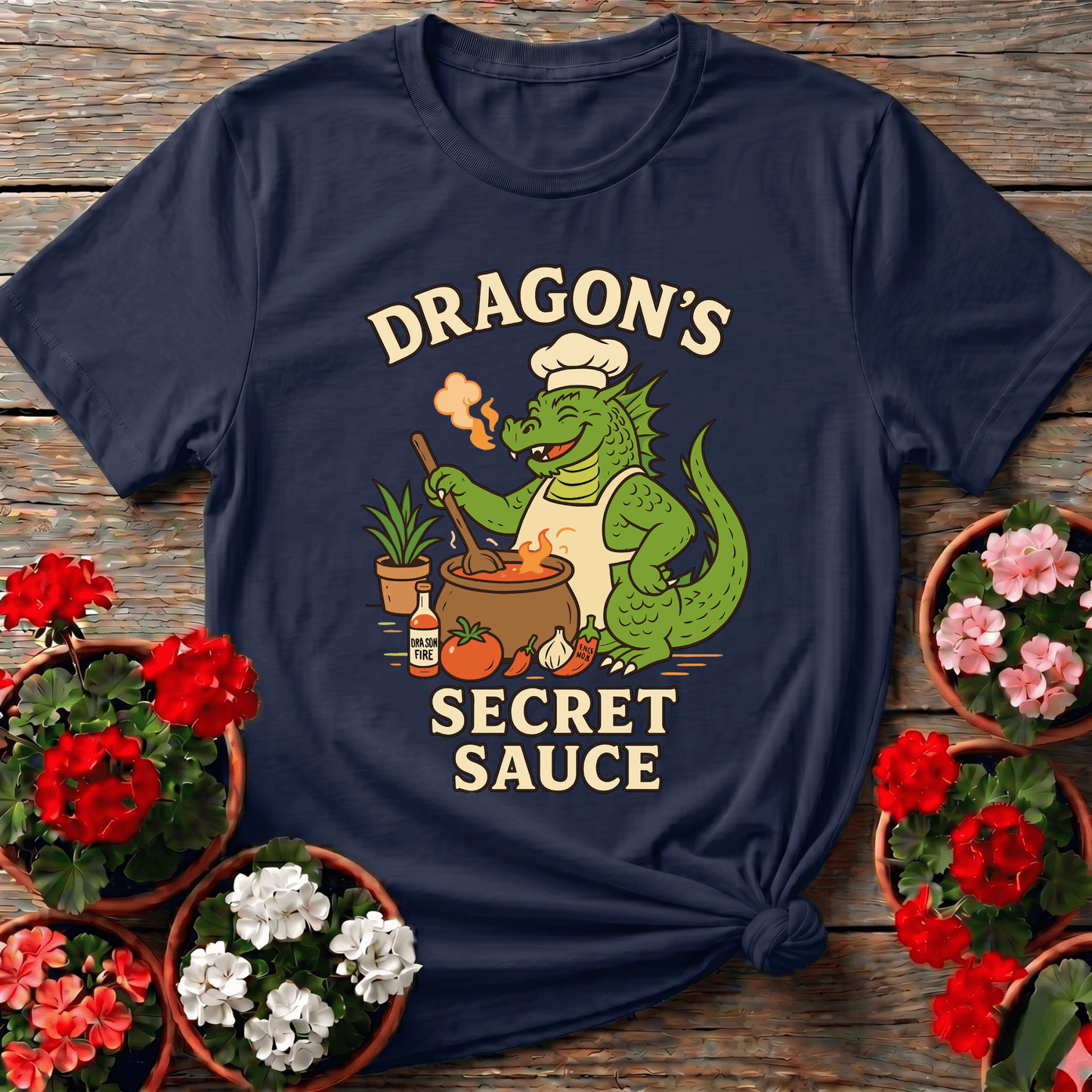 Dragons Secret Sauce Funny Chef Gardener T-shirt - GardeningTshirts