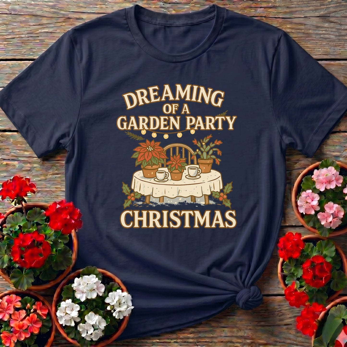 Dreaming Of A Garden Party Christmas Tee - GardeningTshirts
