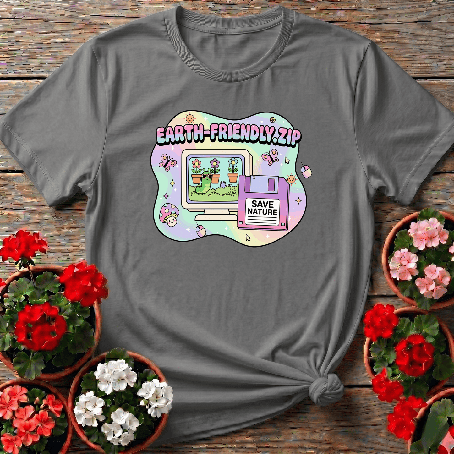Earth Friendly.ZIP Y2K Kidcore Computer Tee - GardeningTshirts