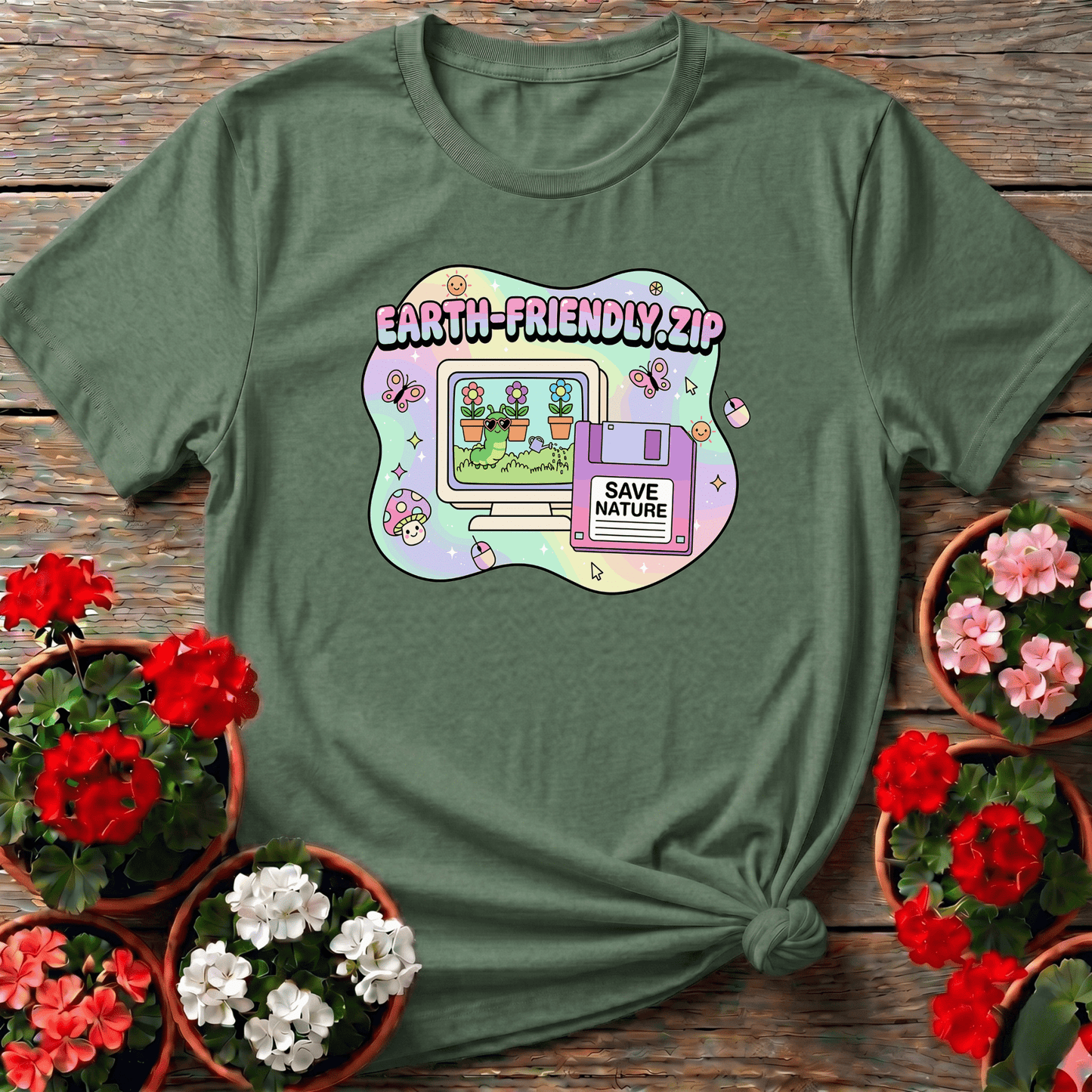 Earth Friendly.ZIP Y2K Kidcore Computer Tee - GardeningTshirts