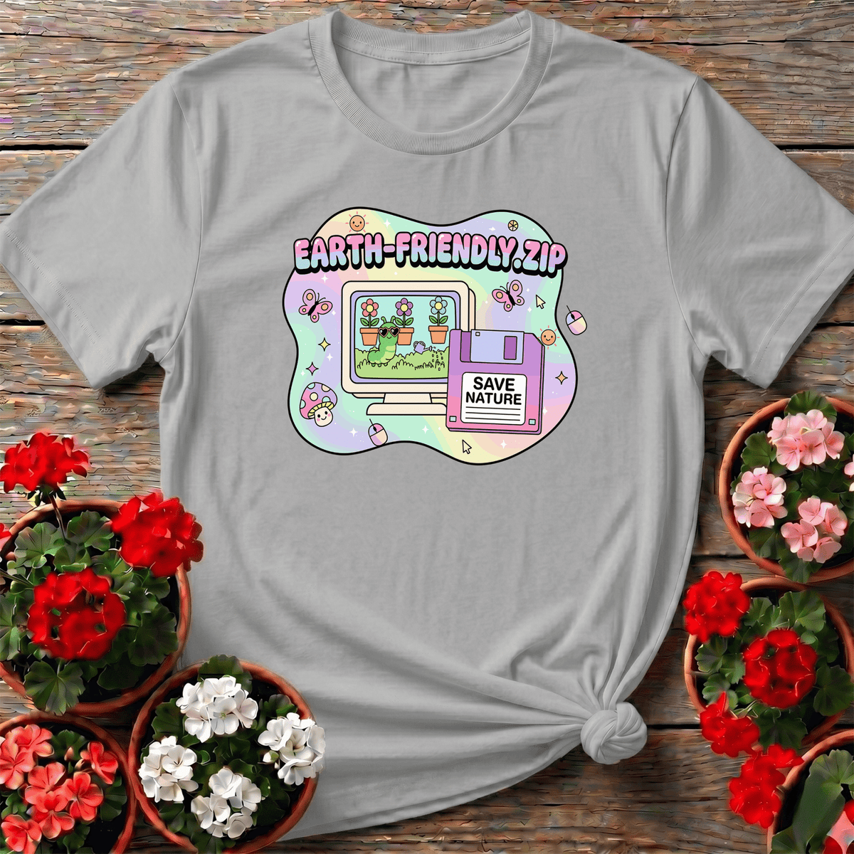 Earth Friendly.ZIP Y2K Kidcore Computer Tee - GardeningTshirts