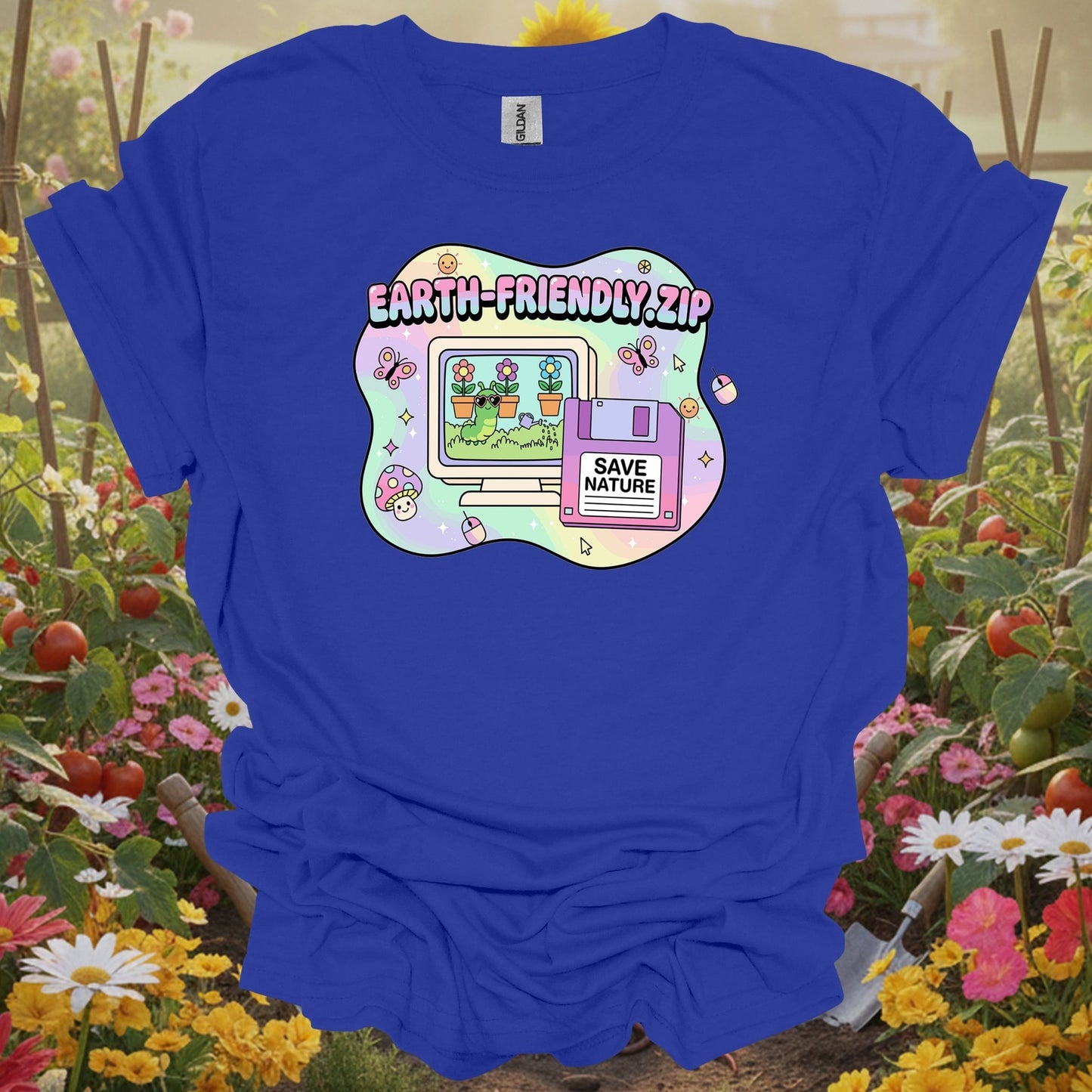 Royal tshirt showing earth friendly.zip y2k kidcore computer for gardening enthusiasts