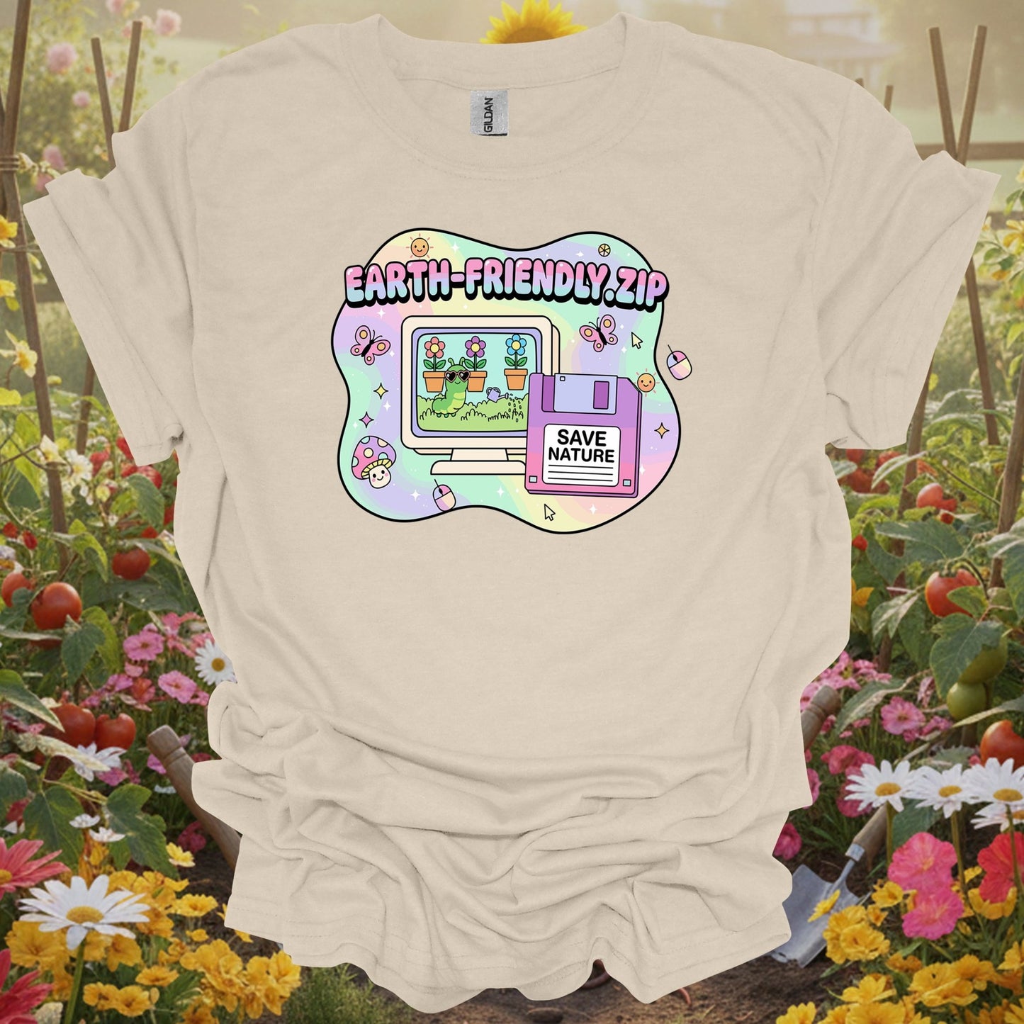 Natural tshirt showing earth friendly.zip y2k kidcore computer for people who love plants