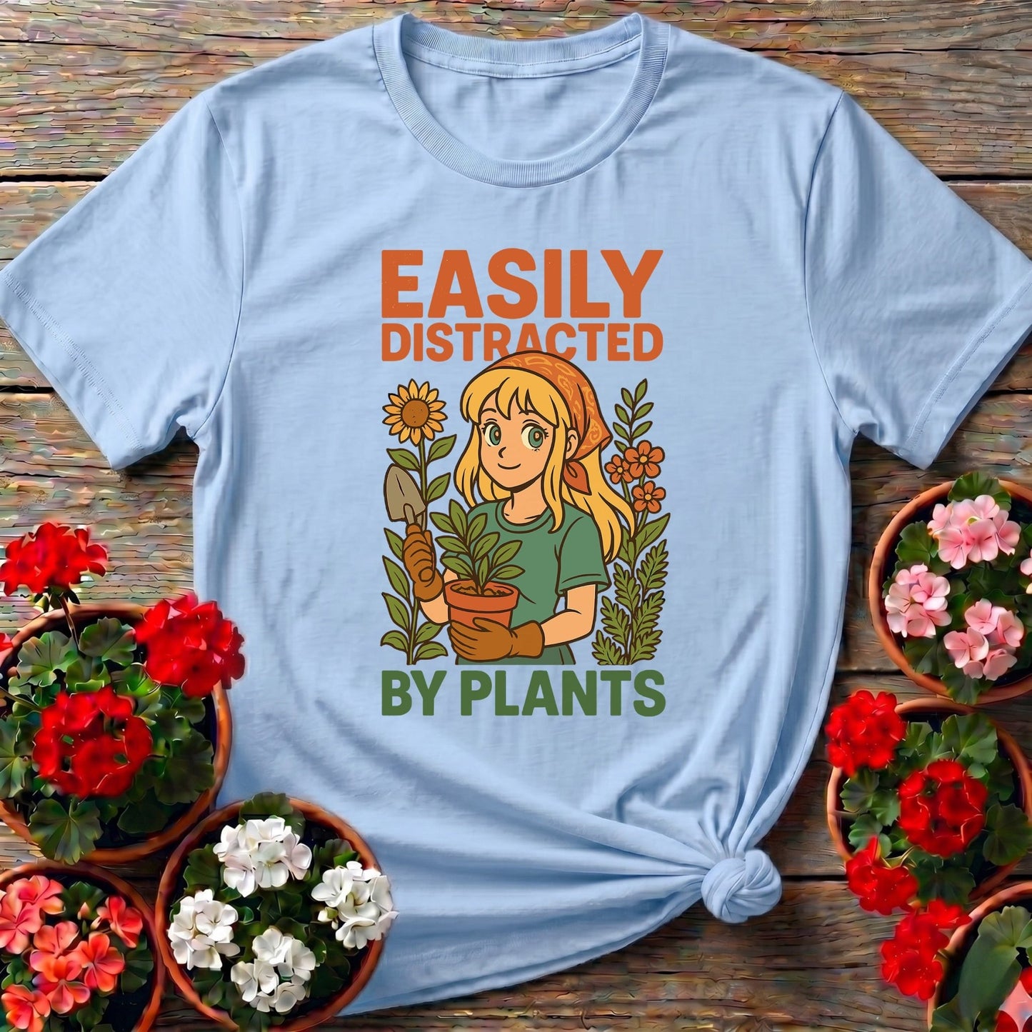 Easily Distracted By Plants Anime Gardener Tee - GardeningTshirts