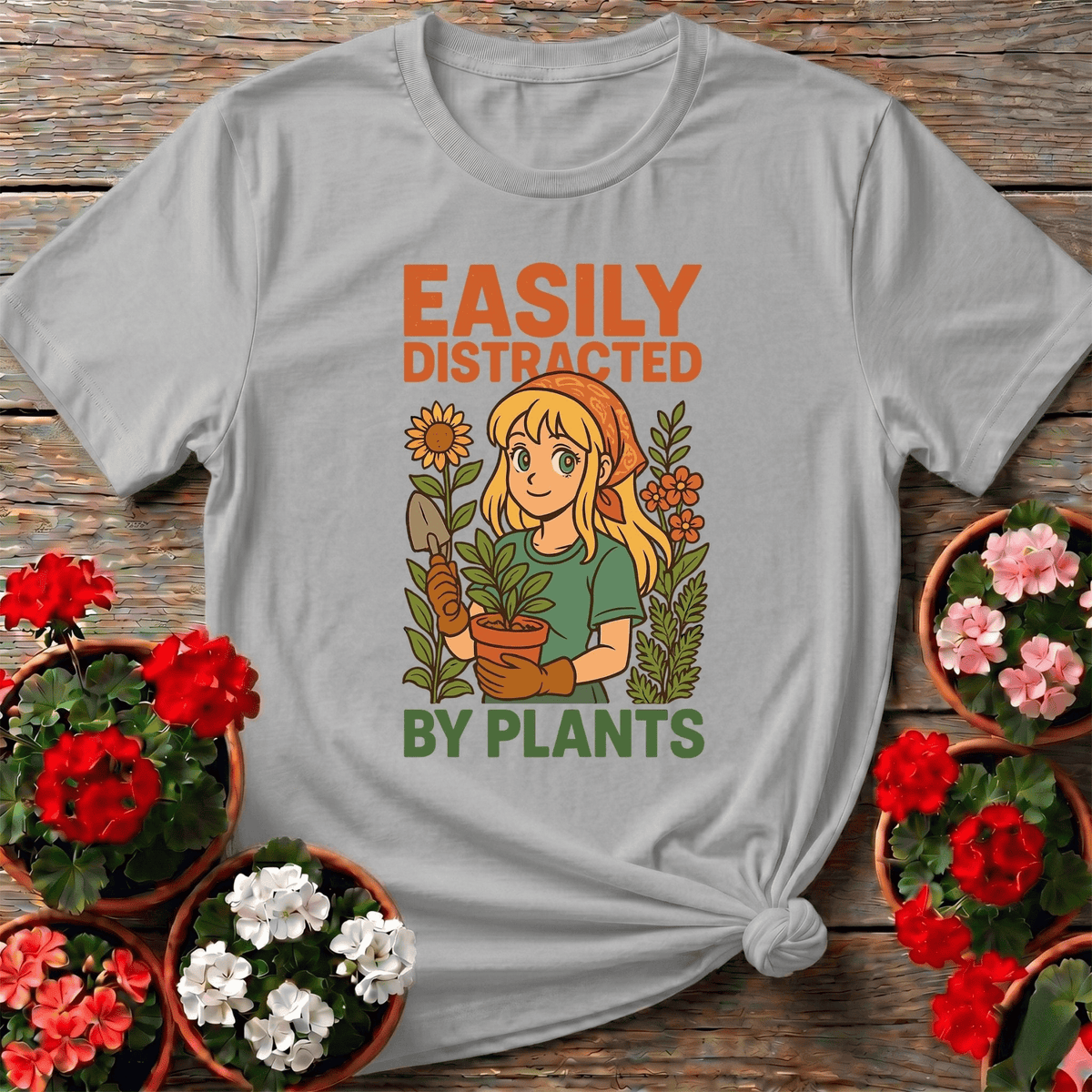 Easily Distracted By Plants Anime Gardener Tee - GardeningTshirts