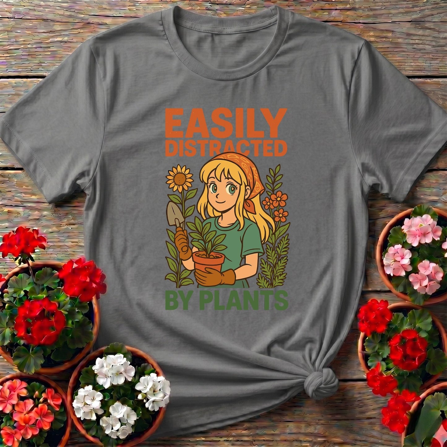 Easily Distracted By Plants Anime Gardener Tee - GardeningTshirts