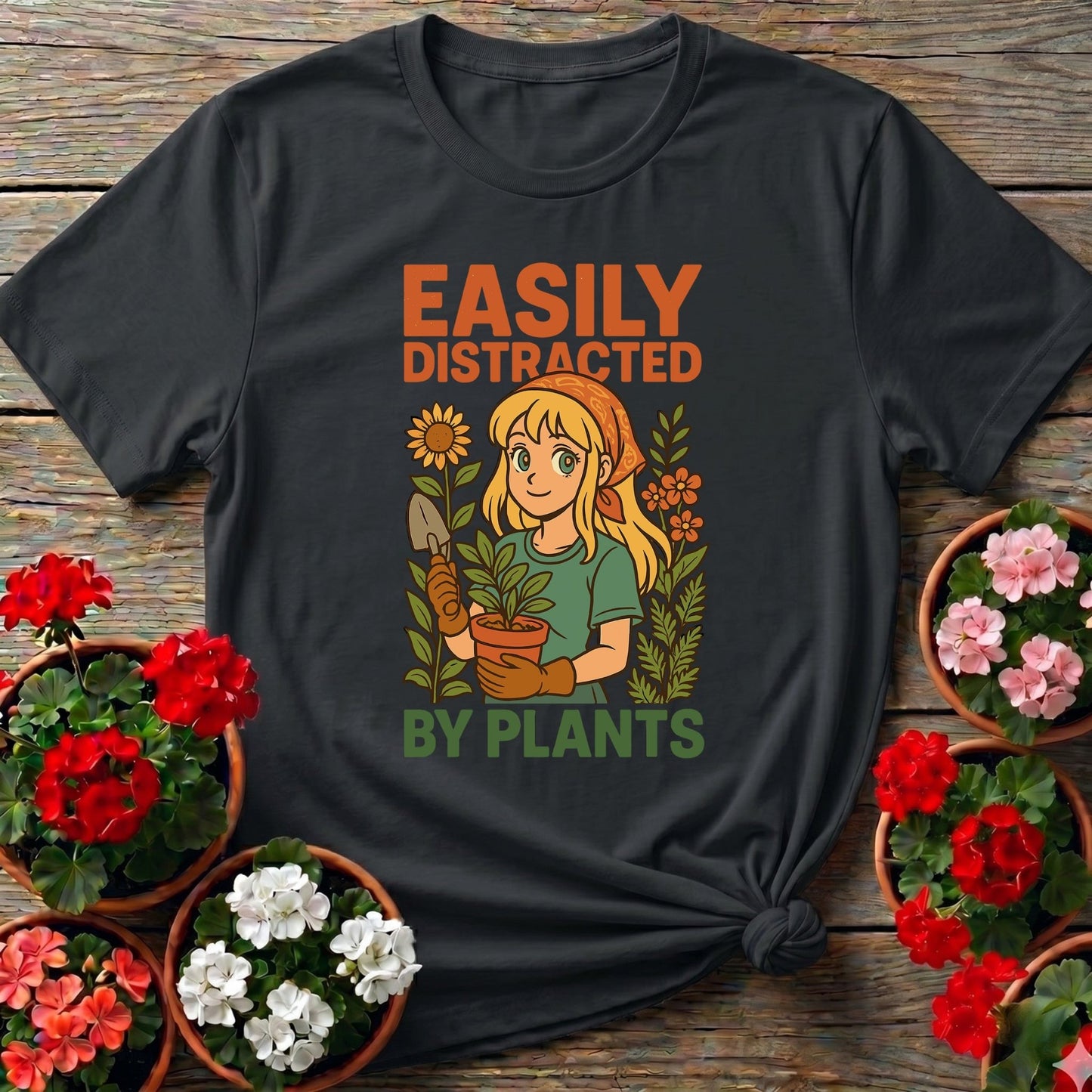 Easily Distracted By Plants Anime Gardener Tee - GardeningTshirts