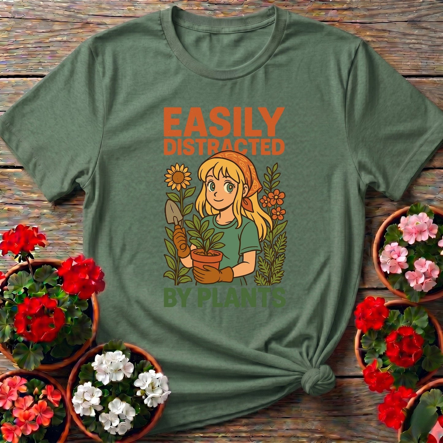 Easily Distracted By Plants Anime Gardener Tee - GardeningTshirts