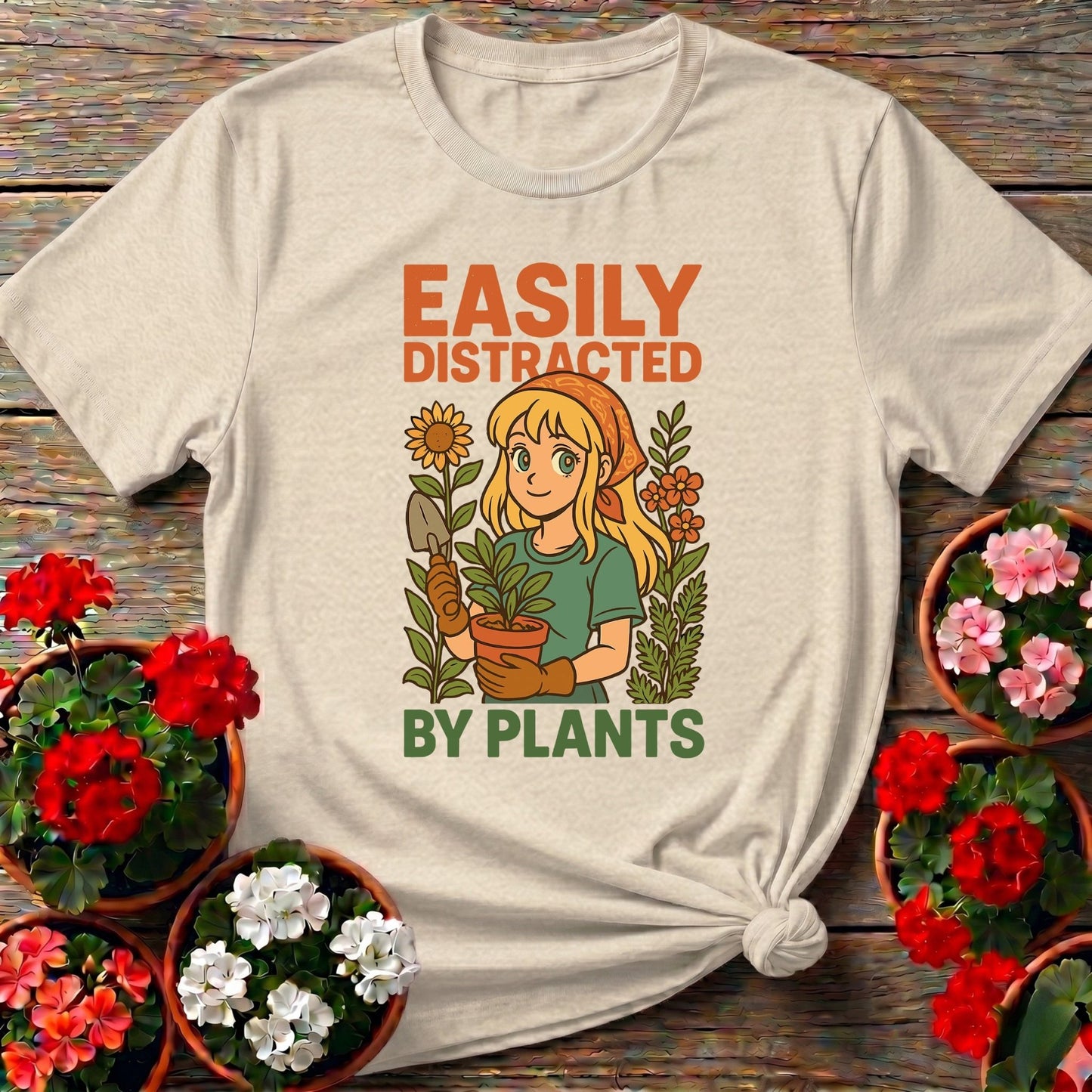 Easily Distracted By Plants Anime Gardener Tee - GardeningTshirts