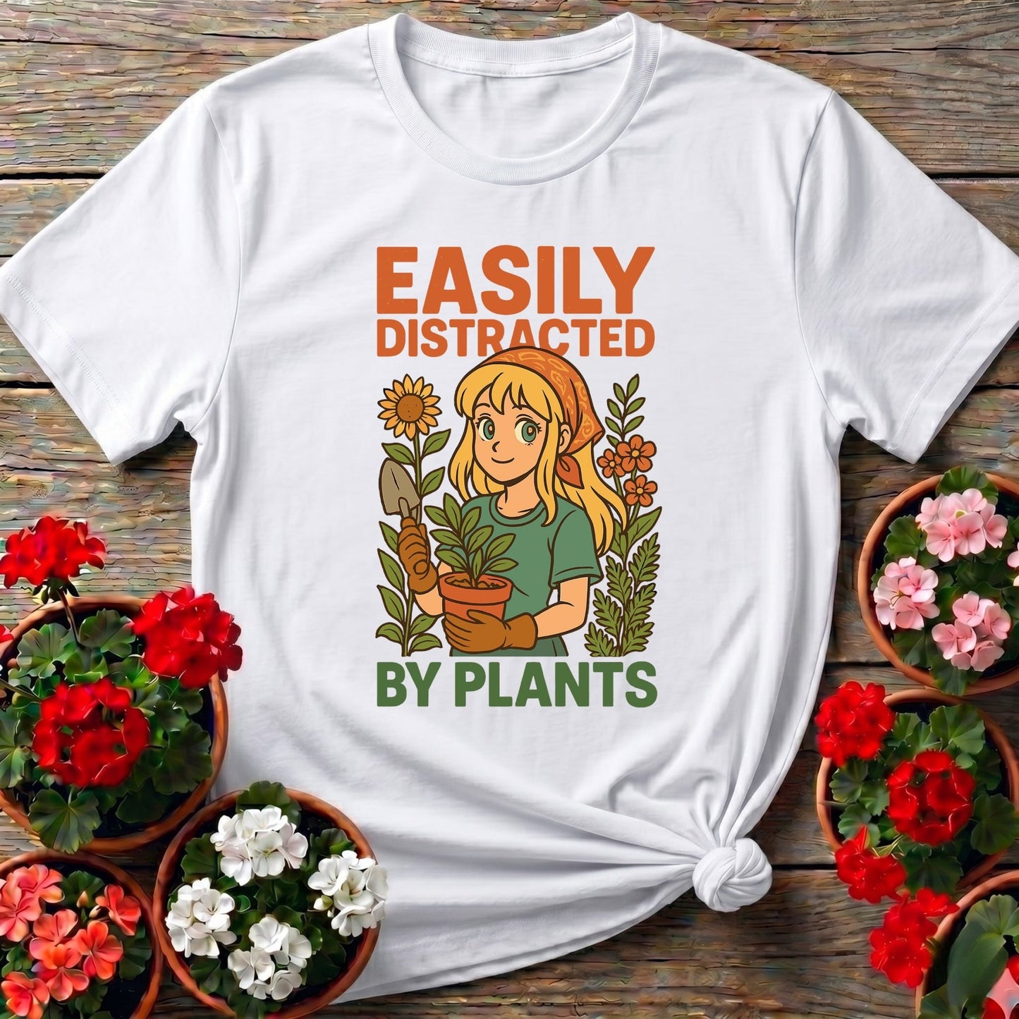 Easily Distracted By Plants Anime Gardener Tee - GardeningTshirts