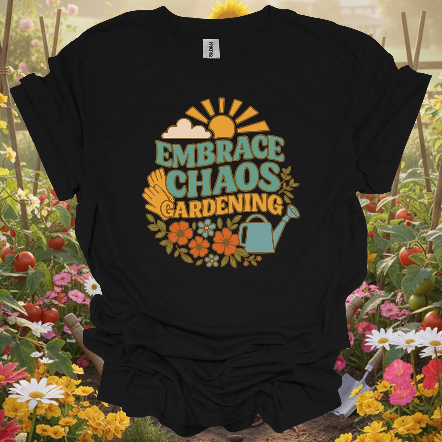 "Embrace Chaos Gardening" Retro T-Shirt - GardeningTshirts