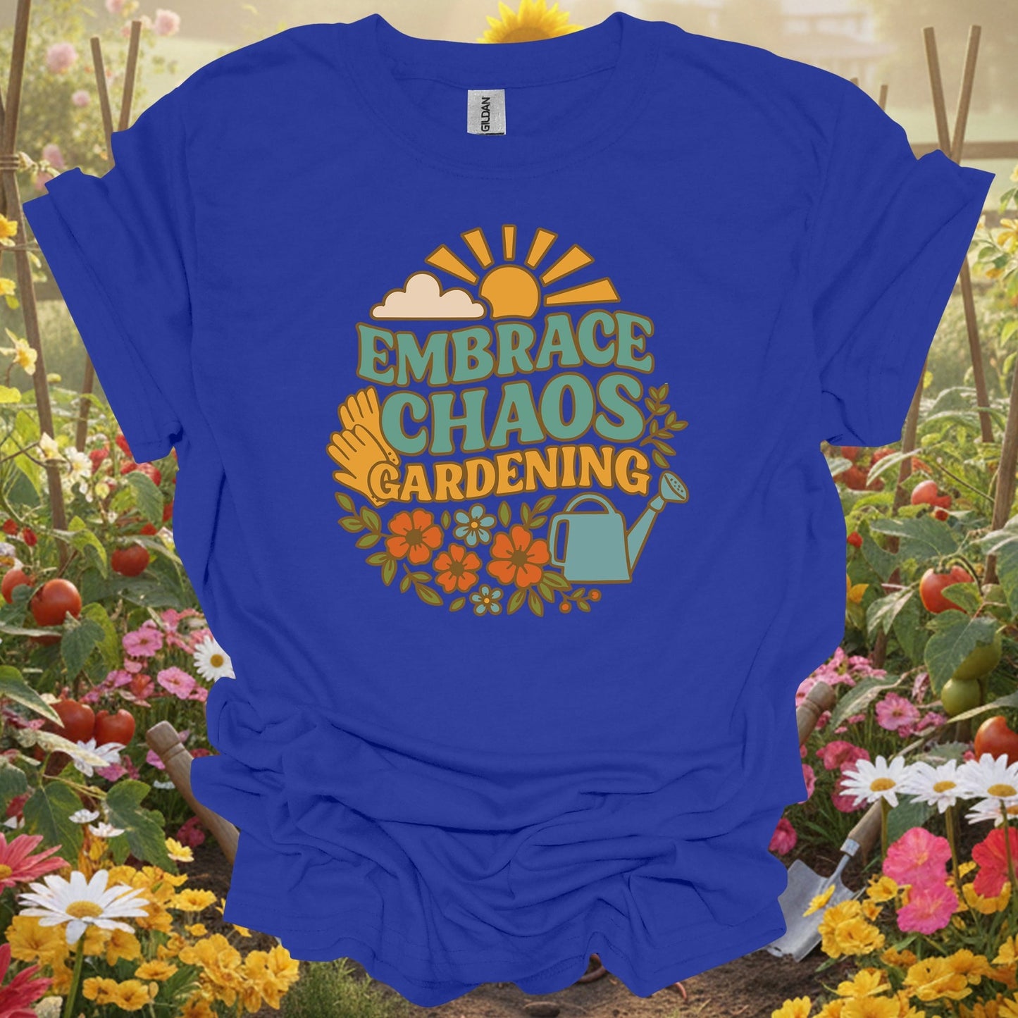 "Embrace Chaos Gardening" Retro T-Shirt - GardeningTshirts