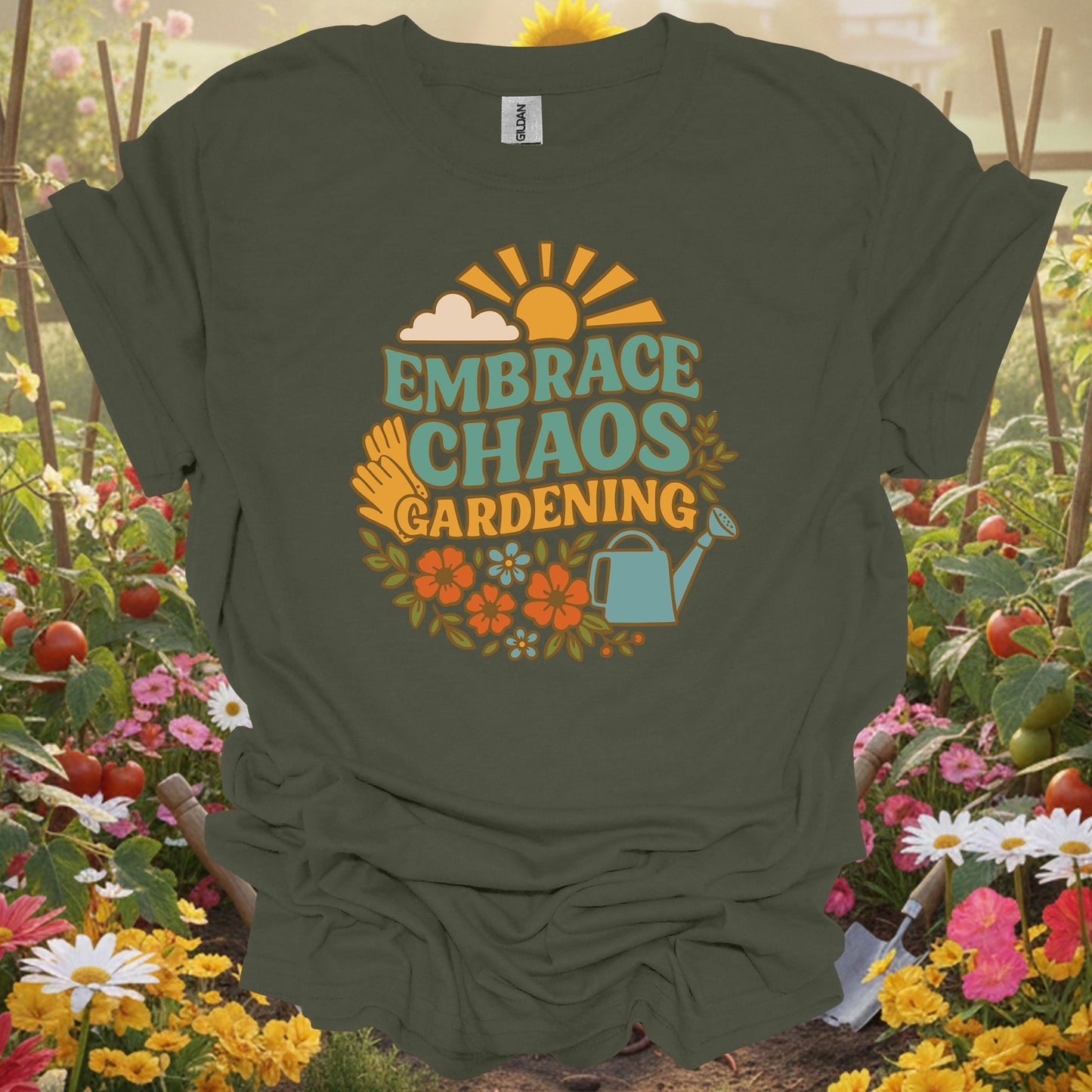"Embrace Chaos Gardening" Retro T-Shirt - GardeningTshirts