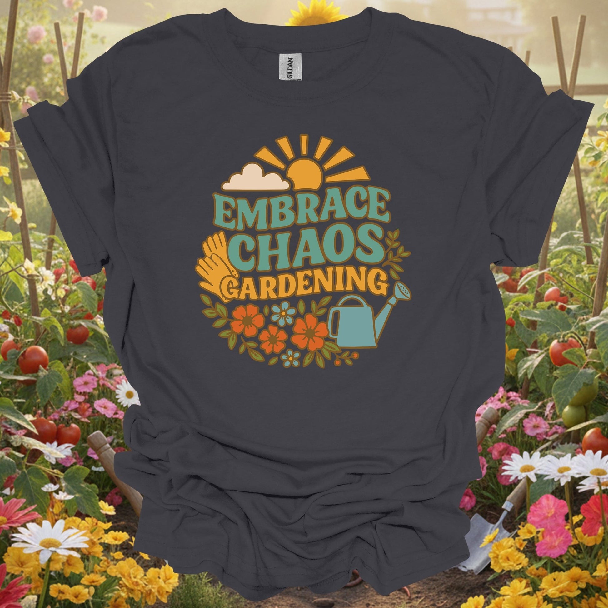 "Embrace Chaos Gardening" Retro T-Shirt - GardeningTshirts