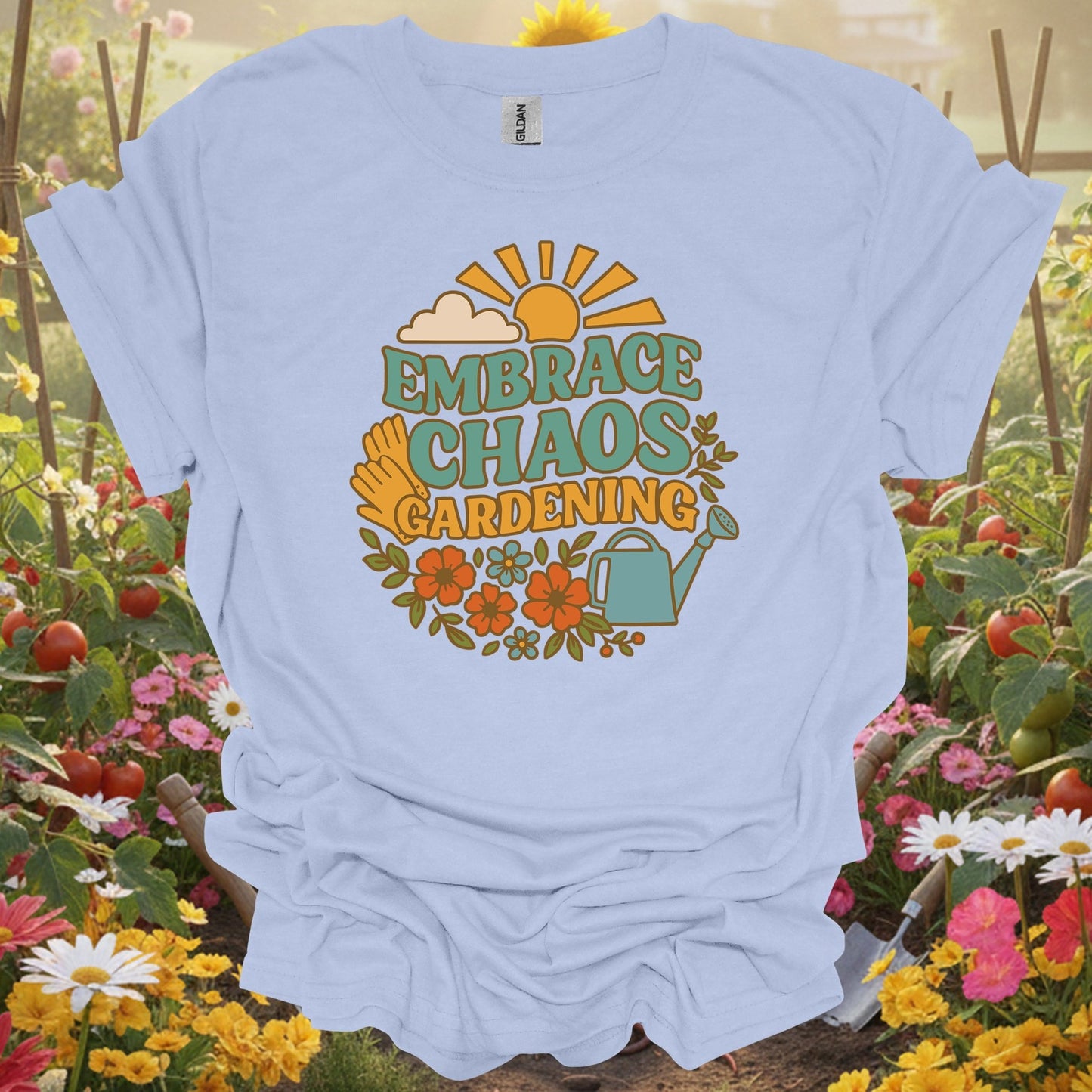 "Embrace Chaos Gardening" Retro T-Shirt - GardeningTshirts