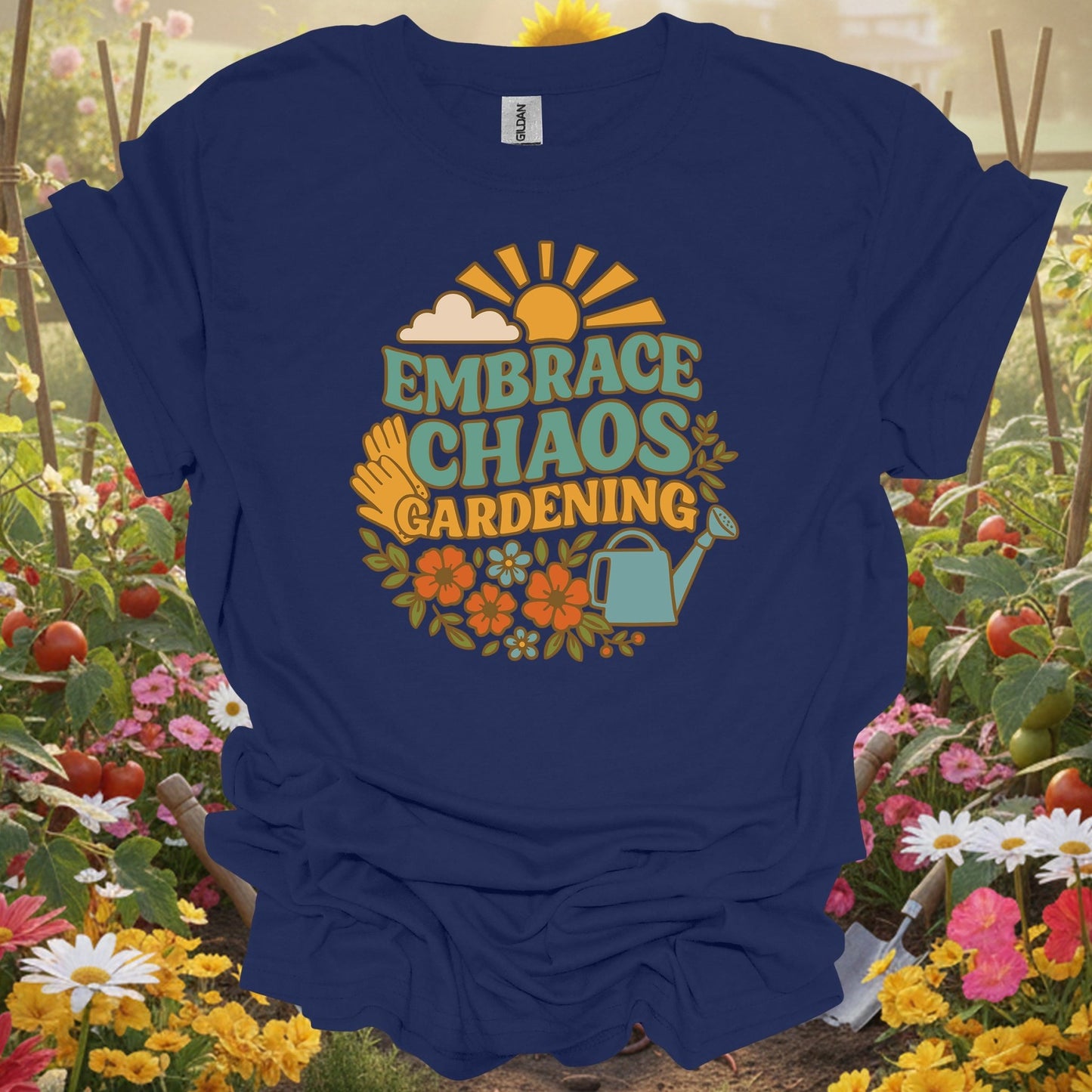 "Embrace Chaos Gardening" Retro T-Shirt - GardeningTshirts