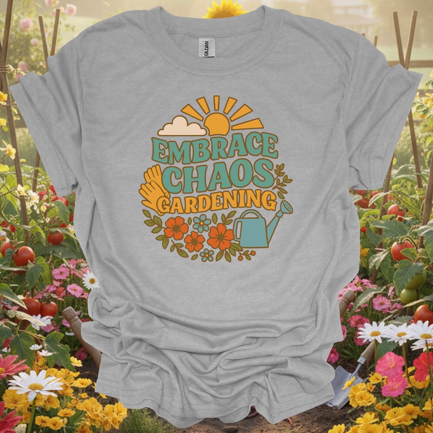 "Embrace Chaos Gardening" Retro T-Shirt - GardeningTshirts