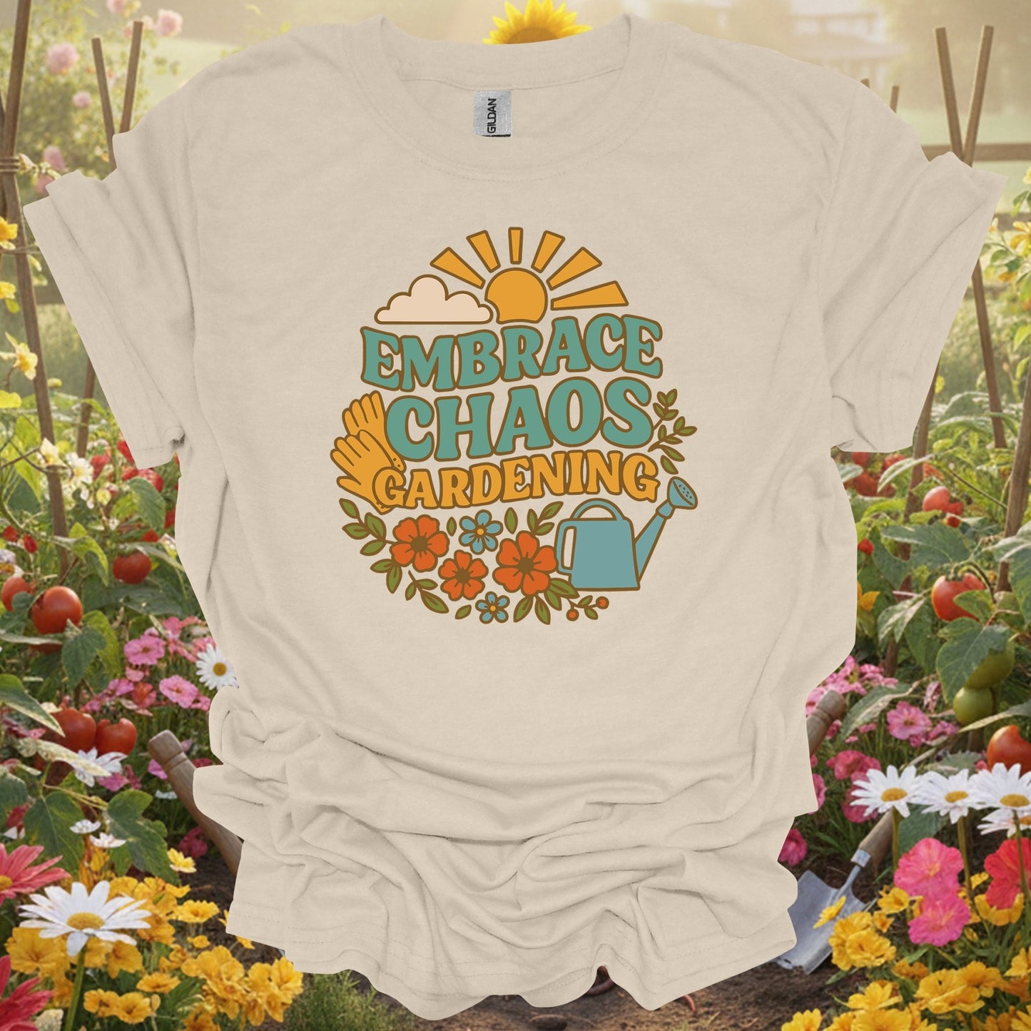 "Embrace Chaos Gardening" Retro T-Shirt - GardeningTshirts