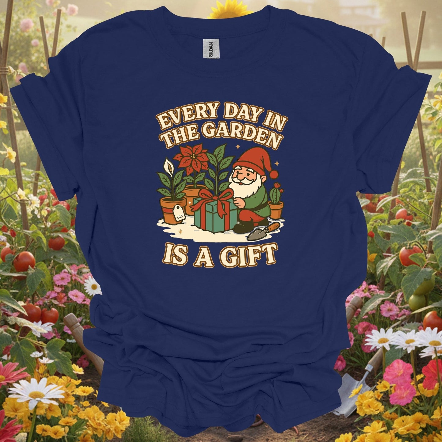 "Every Day in the Garden Is A Gift" Gnome T-Shirt - GardeningTshirts