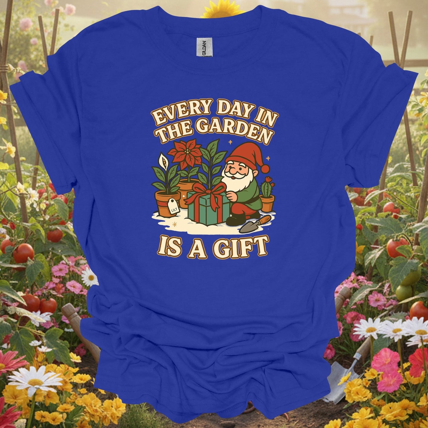 "Every Day in the Garden Is A Gift" Gnome T-Shirt - GardeningTshirts