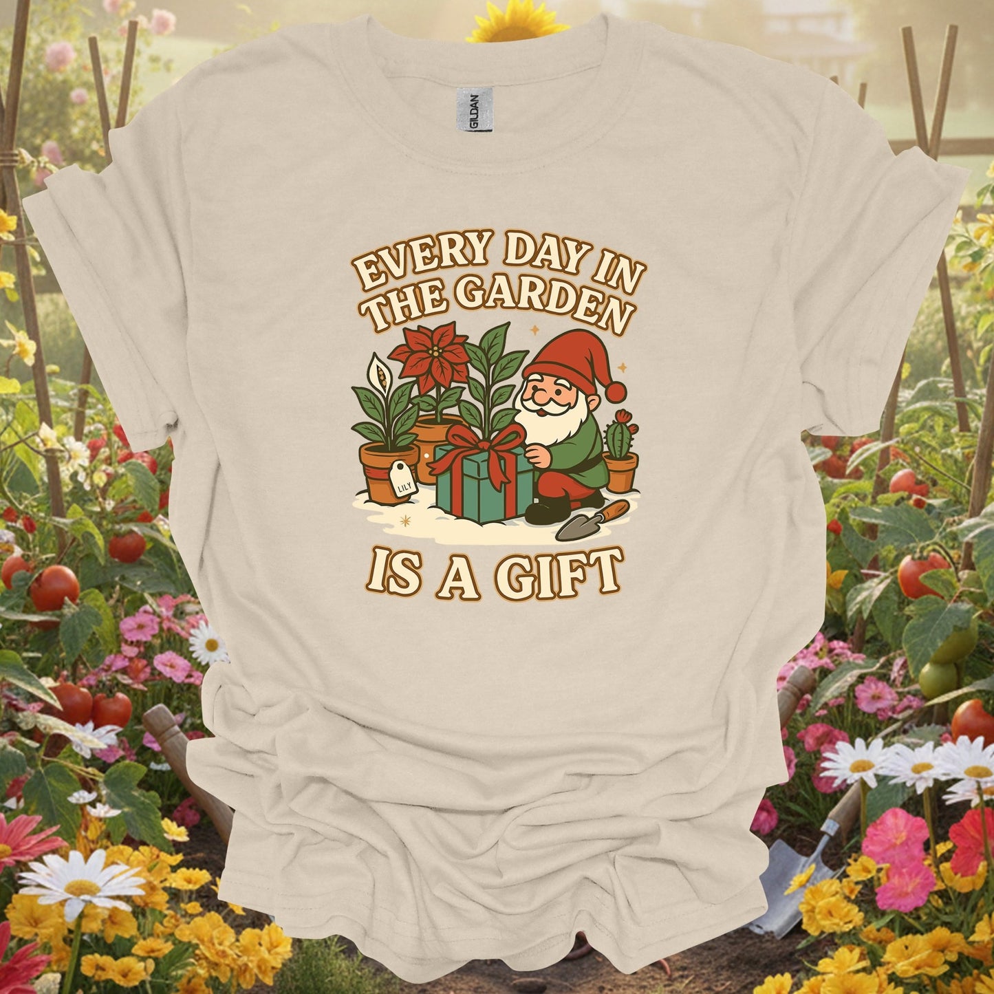 "Every Day in the Garden Is A Gift" Gnome T-Shirt - GardeningTshirts