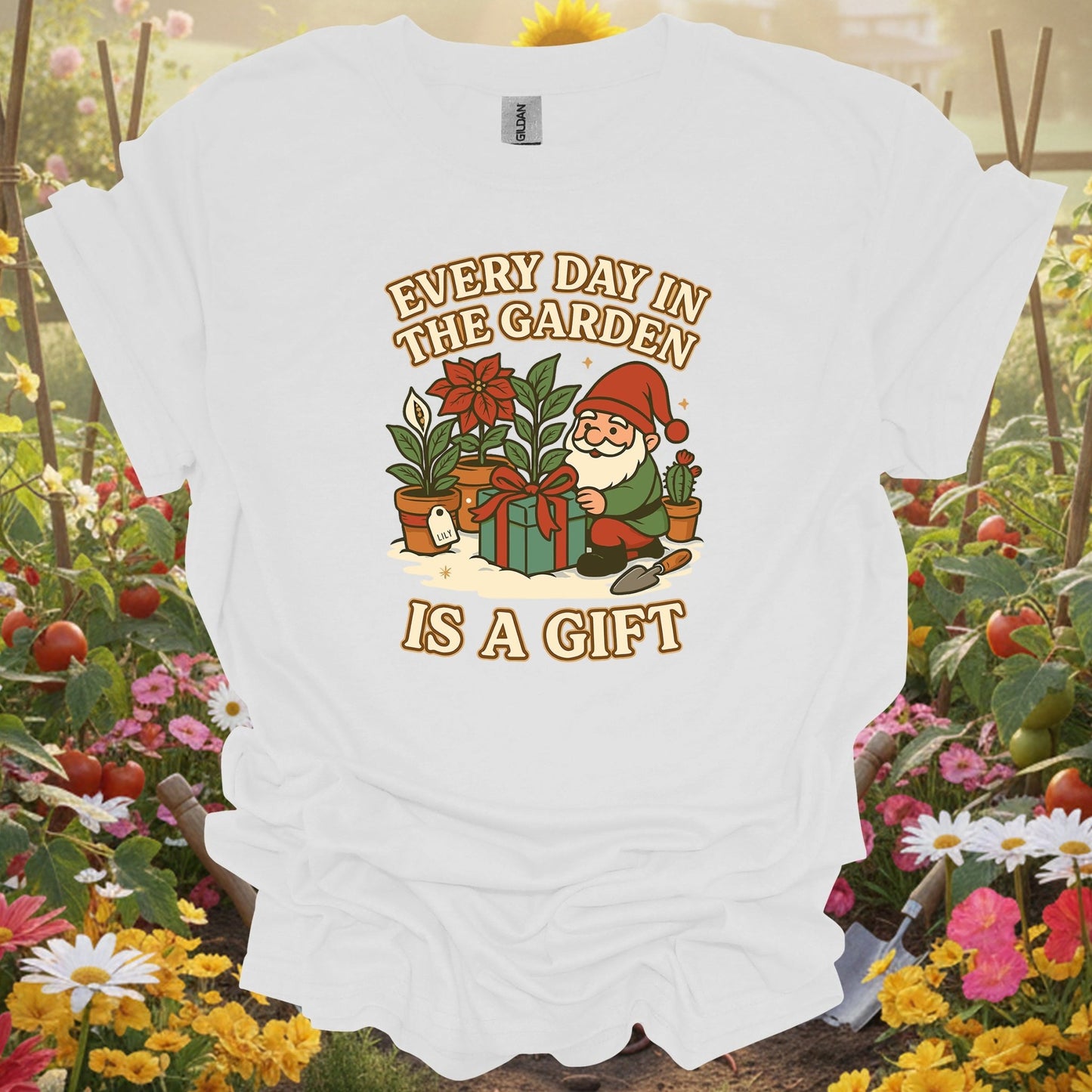 "Every Day in the Garden Is A Gift" Gnome T-Shirt - GardeningTshirts