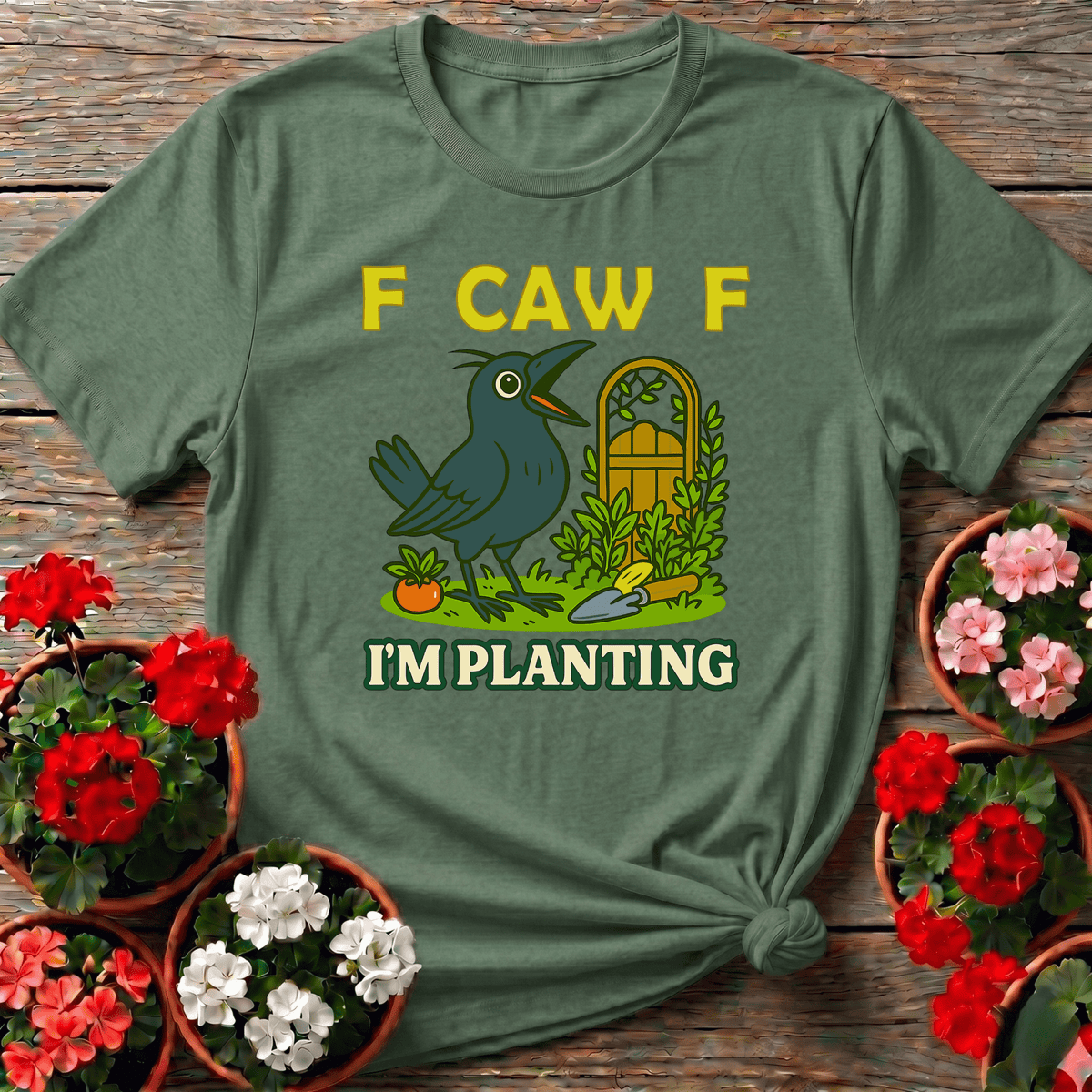 F Caw F I'm Planting Funny Crow Gardening T-Shirt - GardeningTshirts
