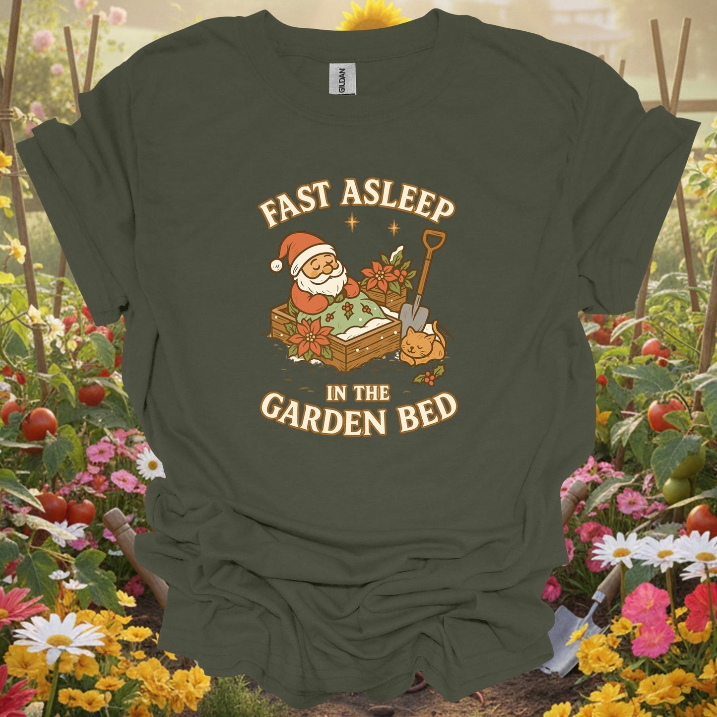 "Fast Asleep In The Garden Bed" Cute Christmas T-Shirt - GardeningTshirts