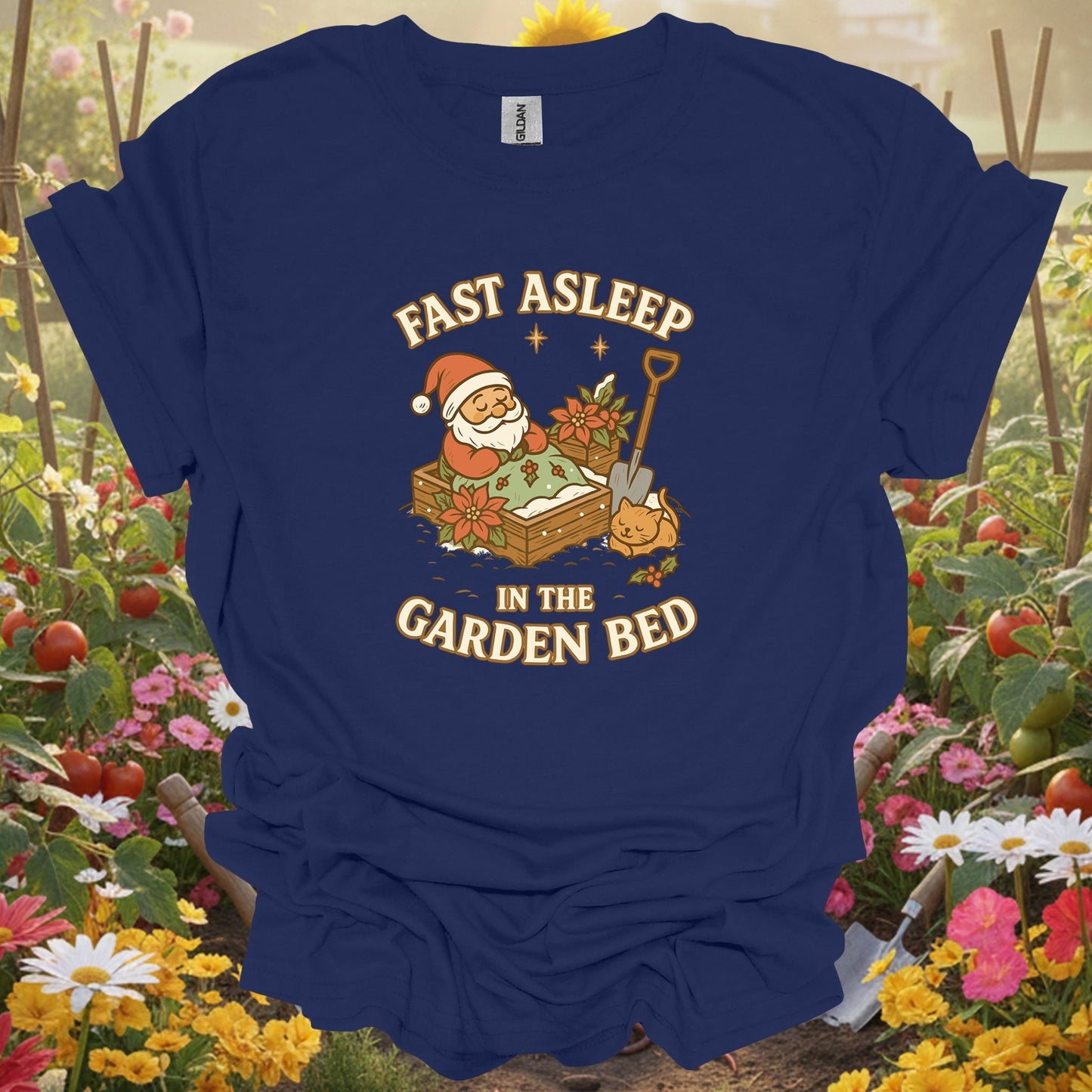 "Fast Asleep In The Garden Bed" Cute Christmas T-Shirt - GardeningTshirts