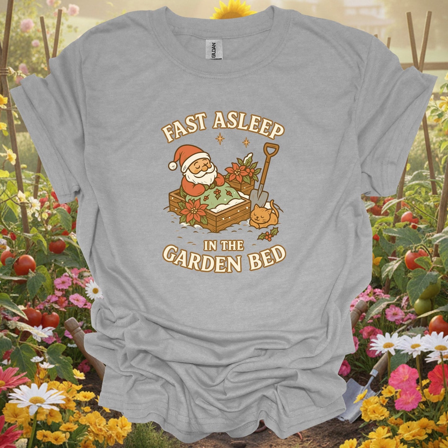 "Fast Asleep In The Garden Bed" Cute Christmas T-Shirt - GardeningTshirts