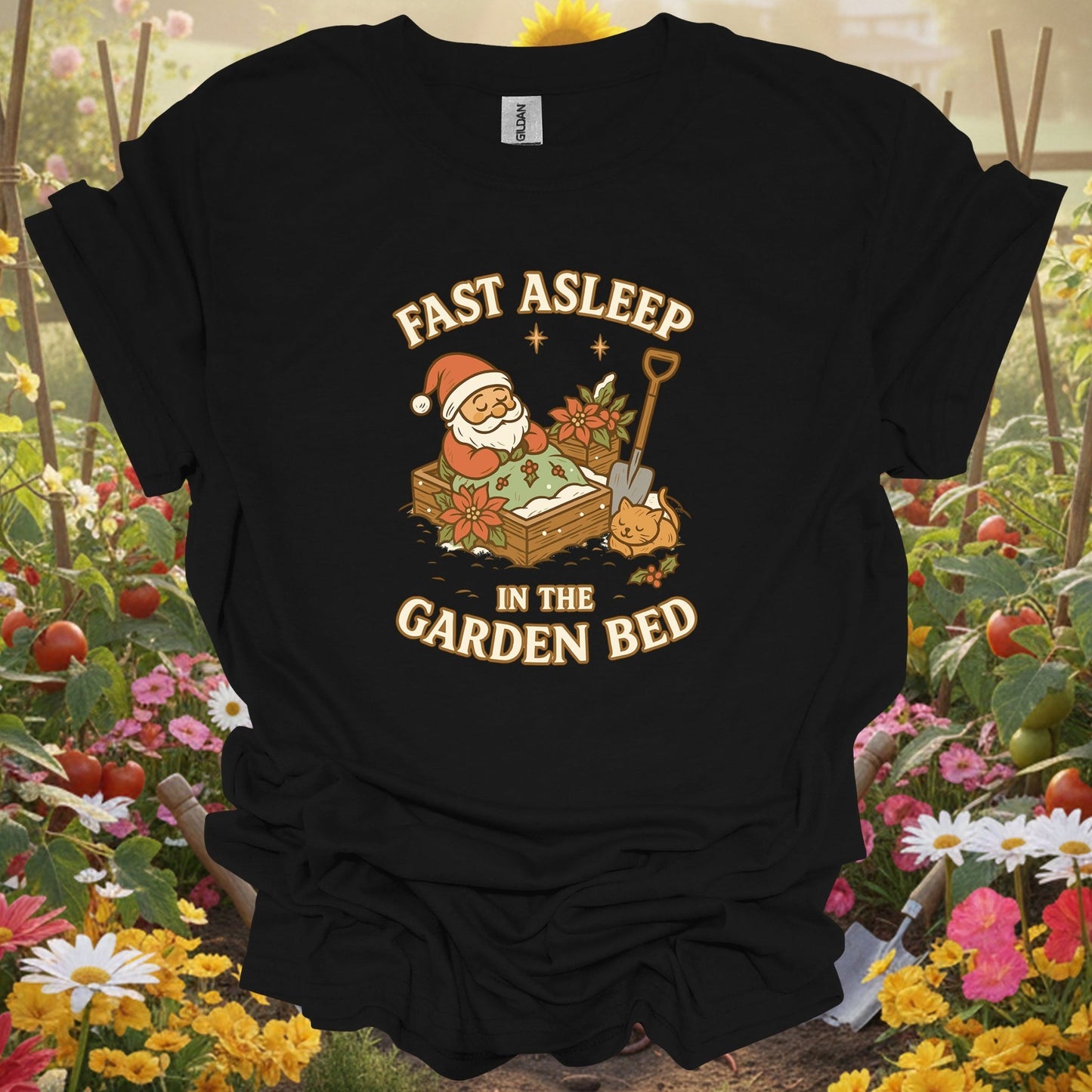 "Fast Asleep In The Garden Bed" Cute Christmas T-Shirt - GardeningTshirts