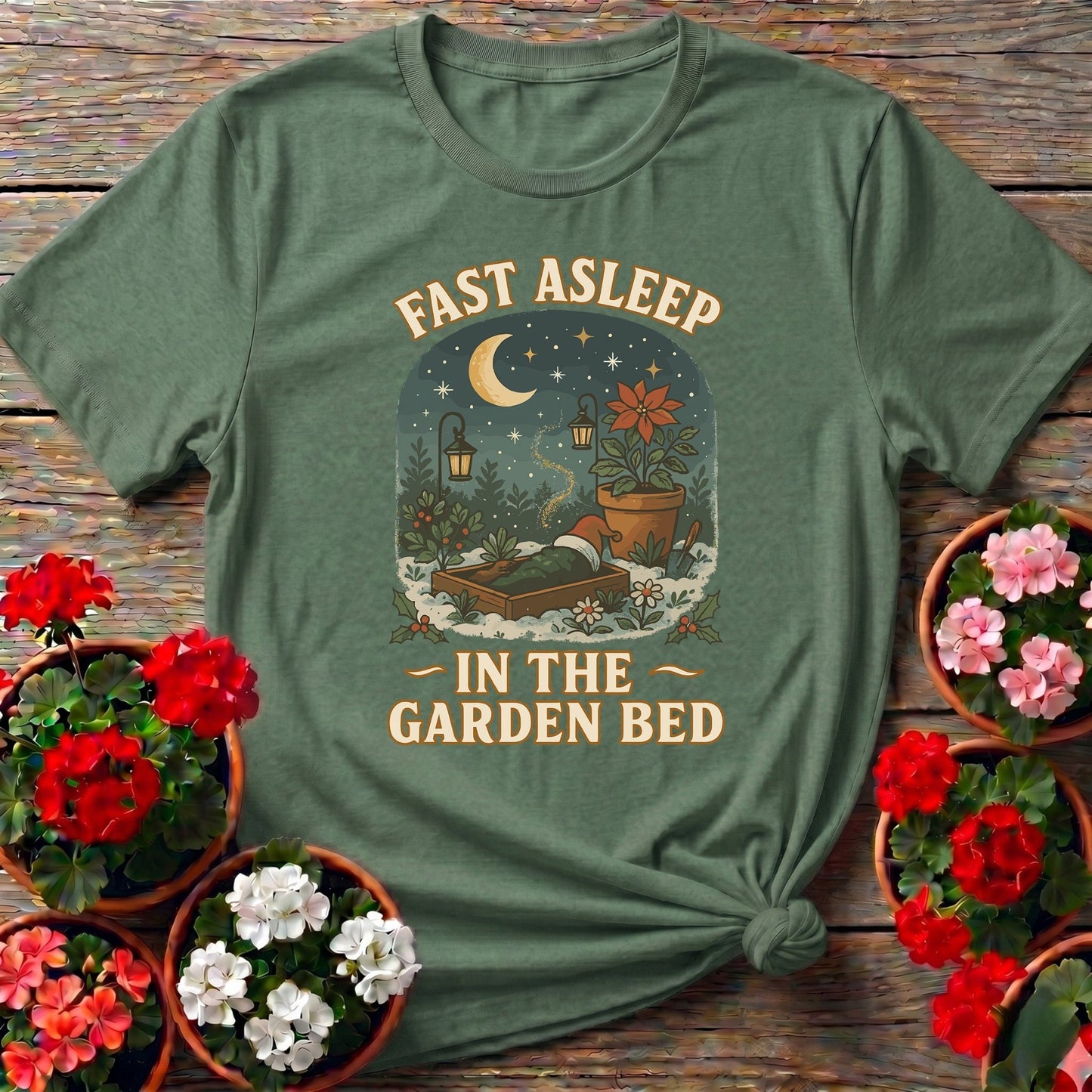 Fast Asleep In The Garden Bed Funny Christmas Tee - GardeningTshirts
