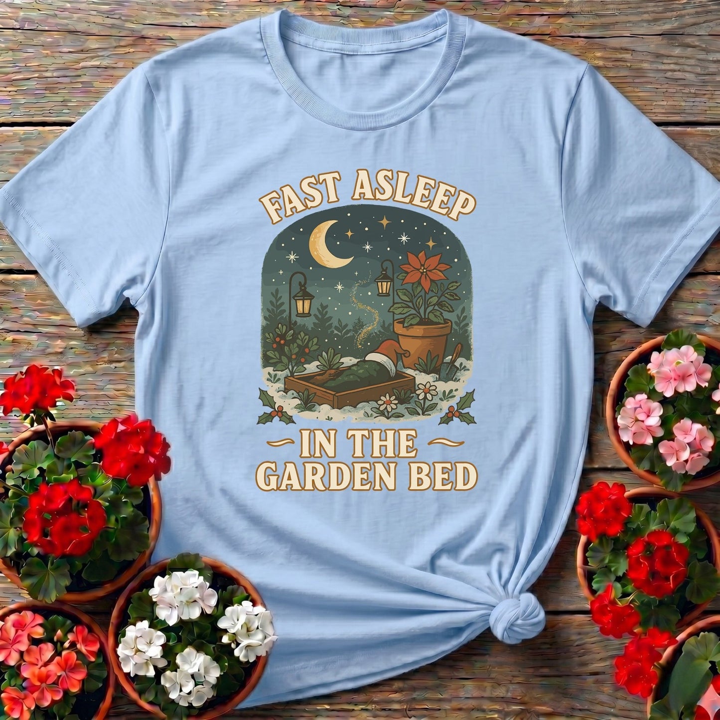 Fast Asleep In The Garden Bed Funny Christmas Tee - GardeningTshirts
