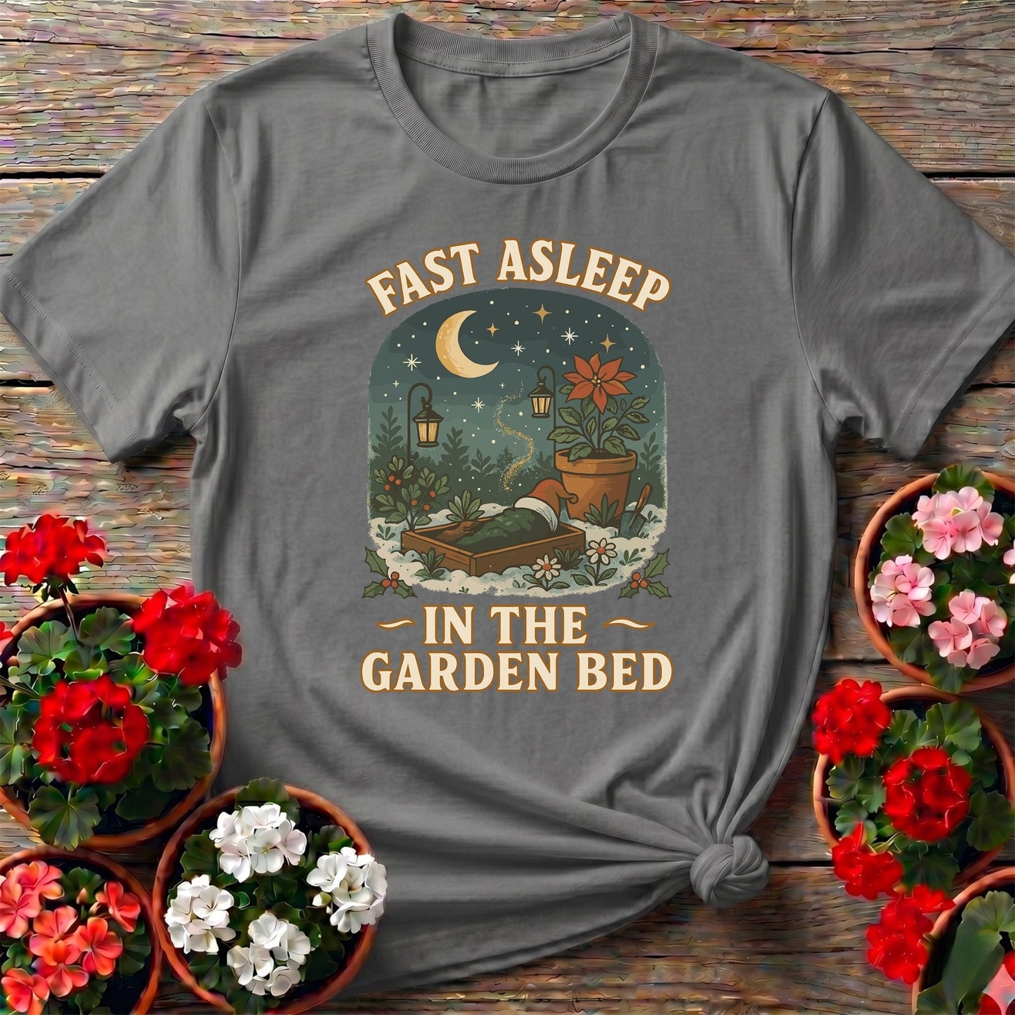 Fast Asleep In The Garden Bed Funny Christmas Tee - GardeningTshirts