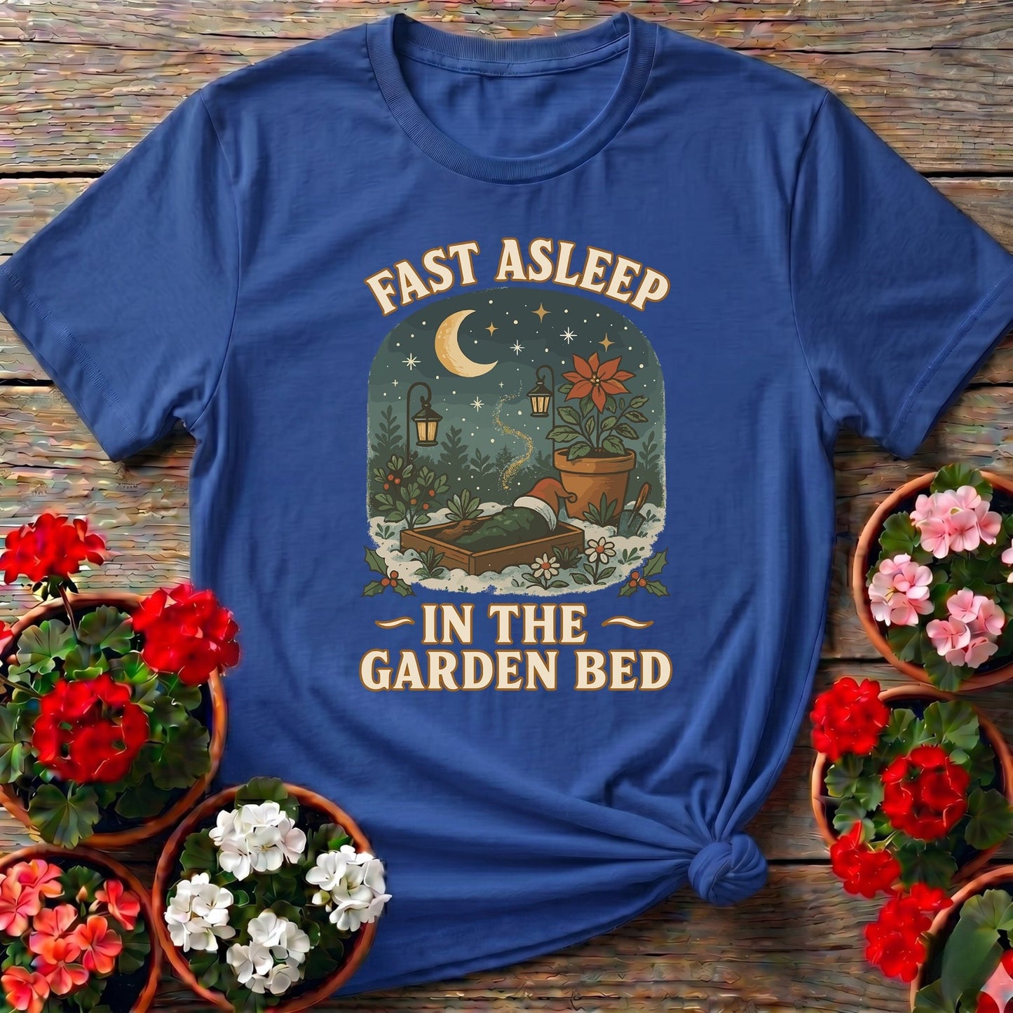 Fast Asleep In The Garden Bed Funny Christmas Tee - GardeningTshirts