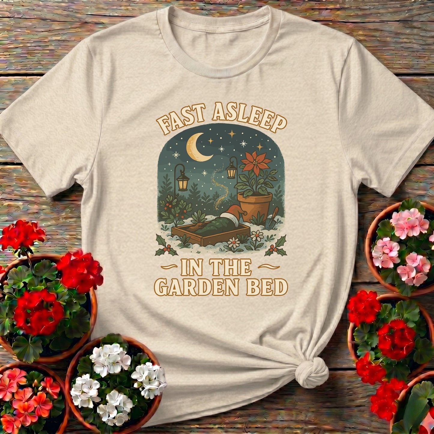 Fast Asleep In The Garden Bed Funny Christmas Tee - GardeningTshirts