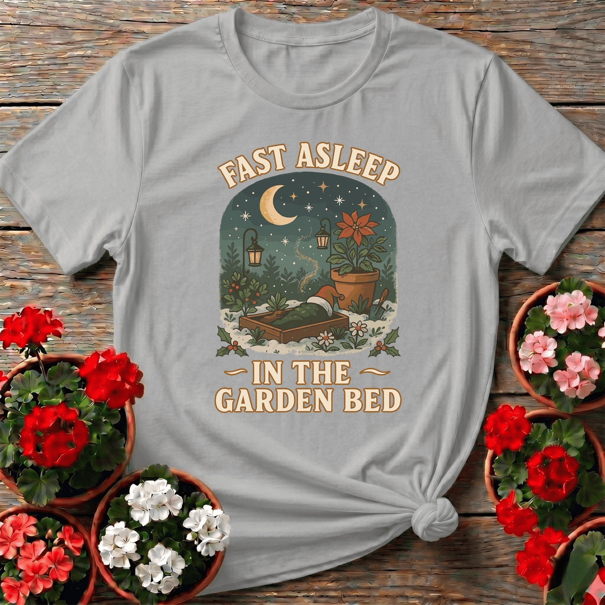 Fast Asleep In The Garden Bed Funny Christmas Tee - GardeningTshirts