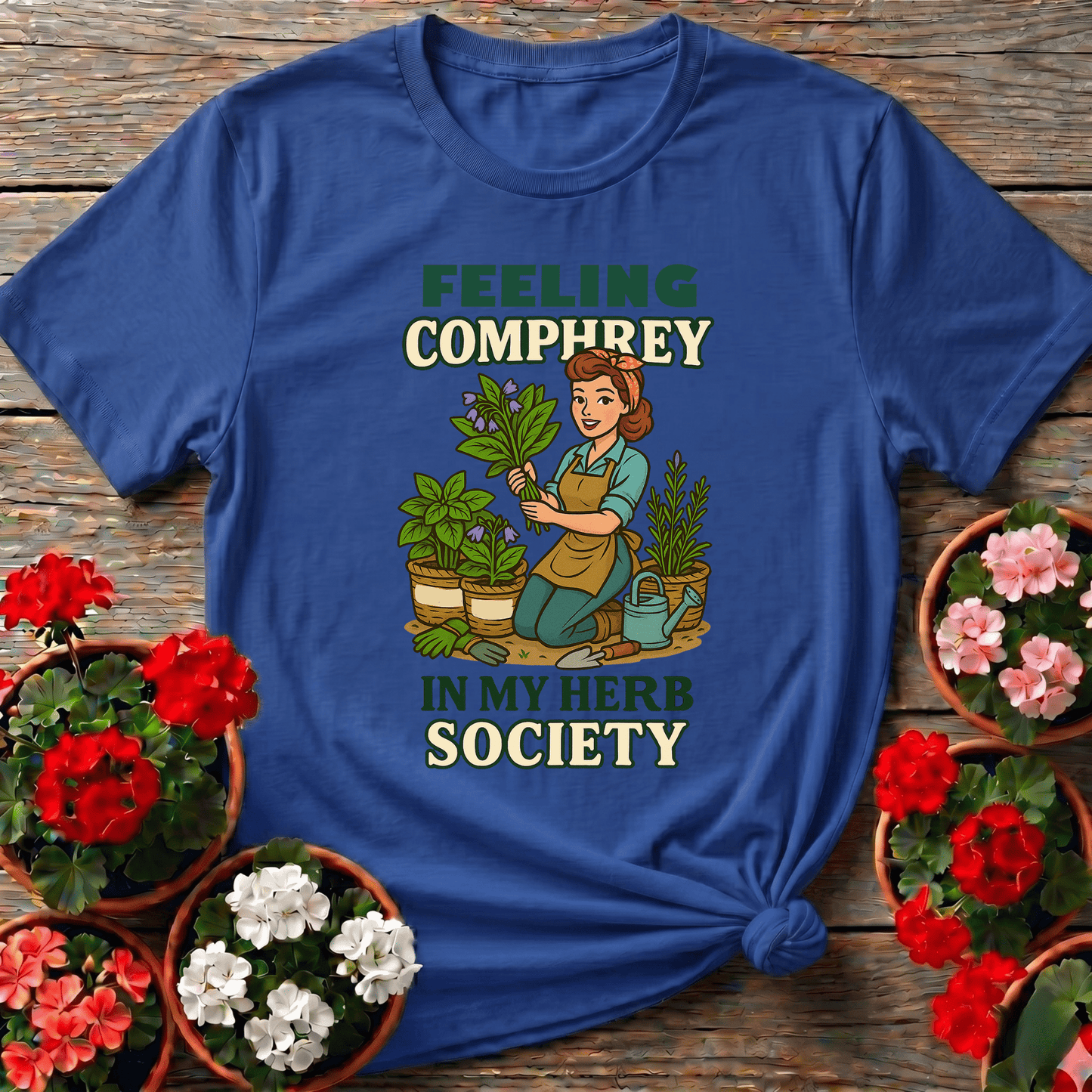 Feeling Comfrey In My Herb Society Retro T-shirt - GardeningTshirts