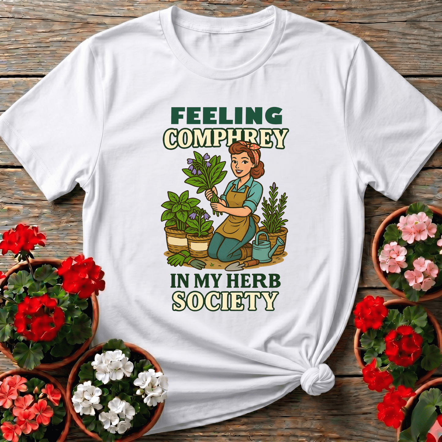 Feeling Comfrey In My Herb Society Retro T-shirt - GardeningTshirts