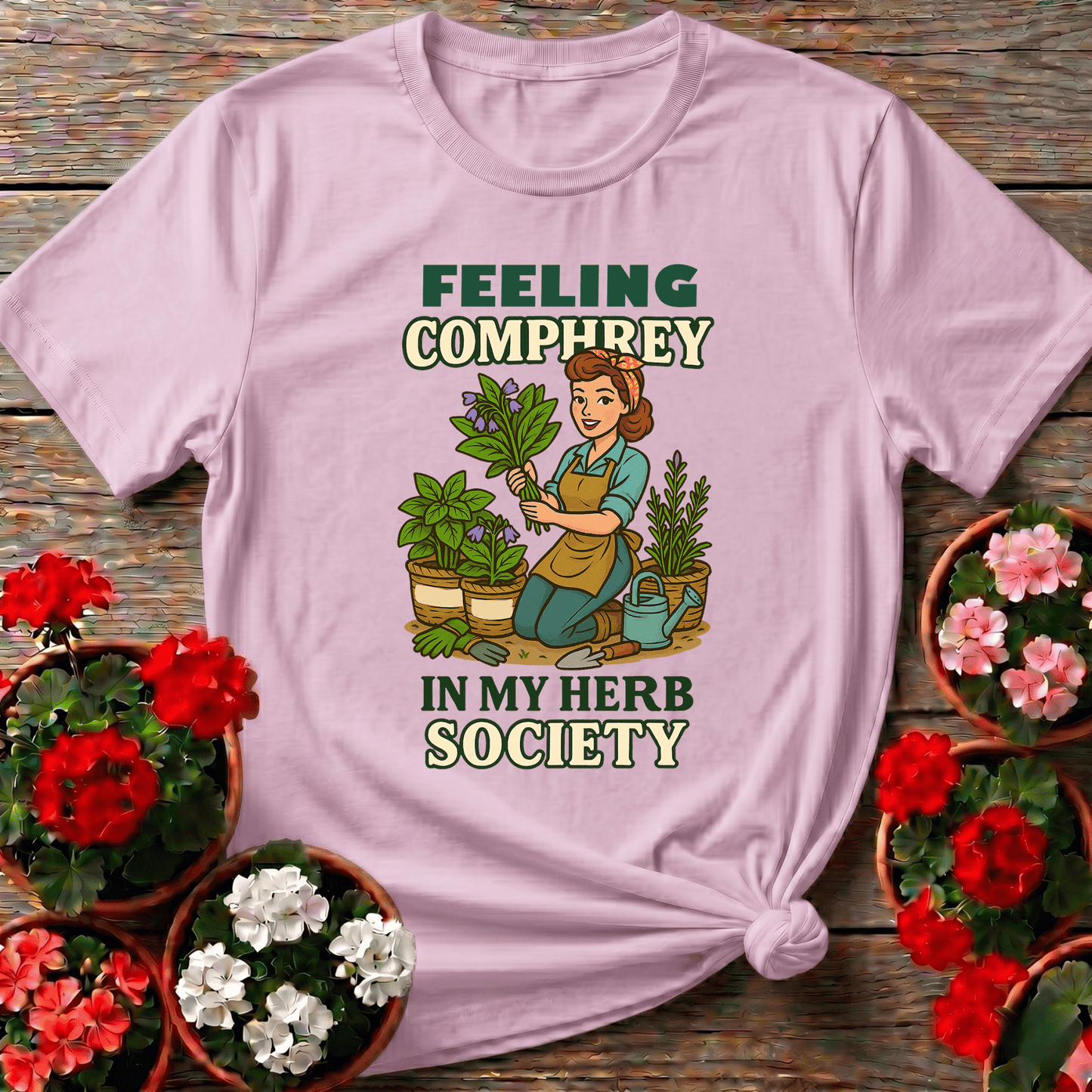 Feeling Comfrey In My Herb Society Retro T-shirt - GardeningTshirts